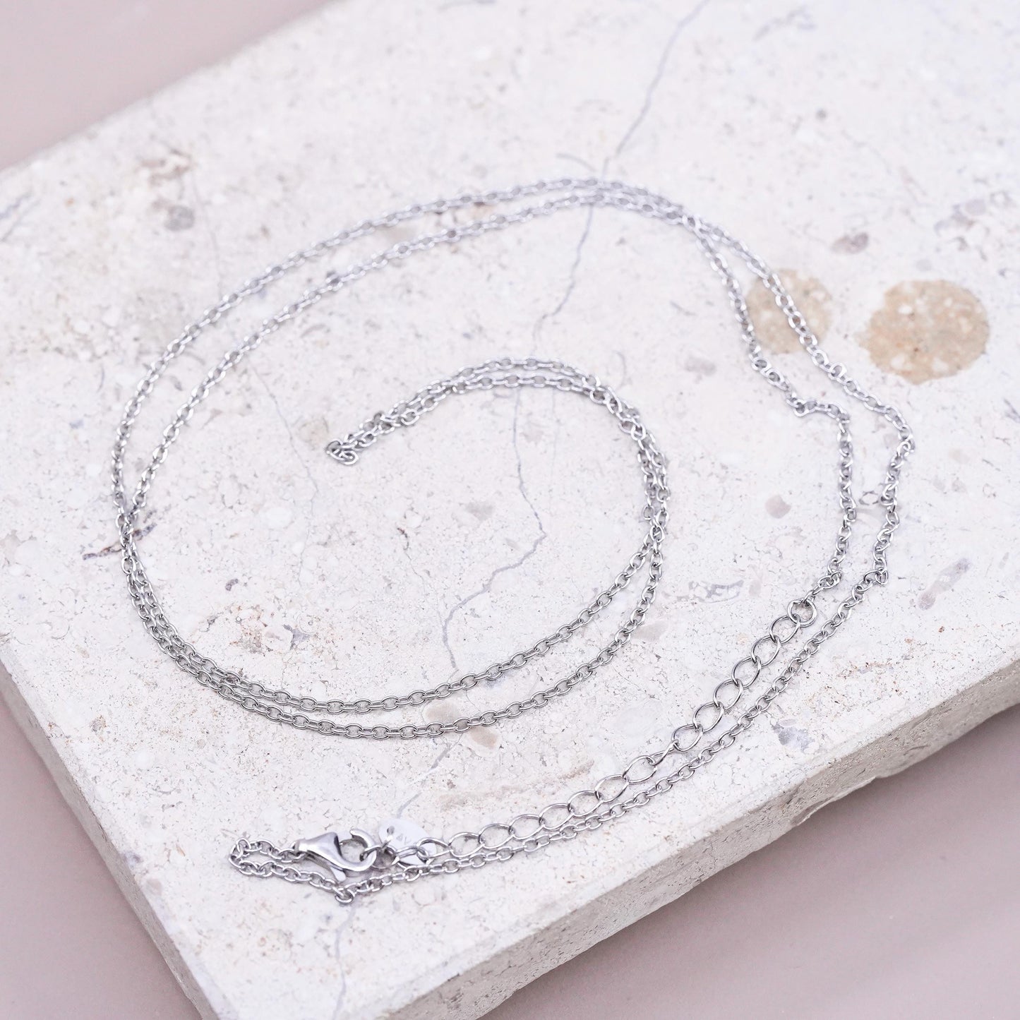 24+2”, vintage Sterling 925 Silver circle chain Necklace