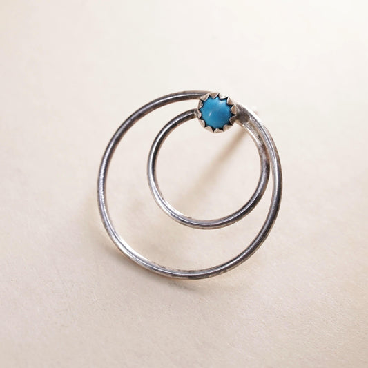 Vintage southwestern Sterling 925 silver stud with turquoise, single earring