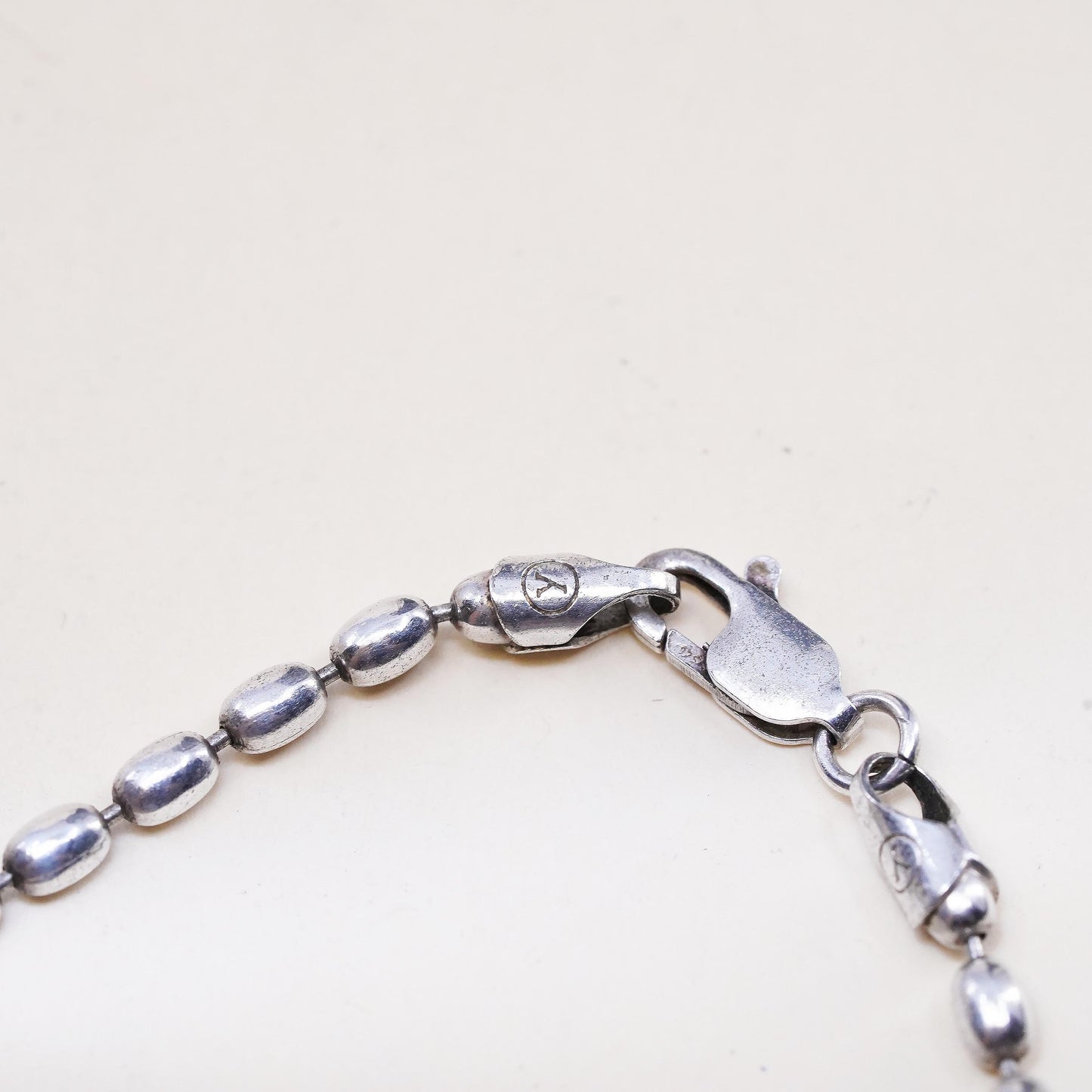 18”, 3mm, vintage Sterling silver necklace, Italian 925 oval bead chain