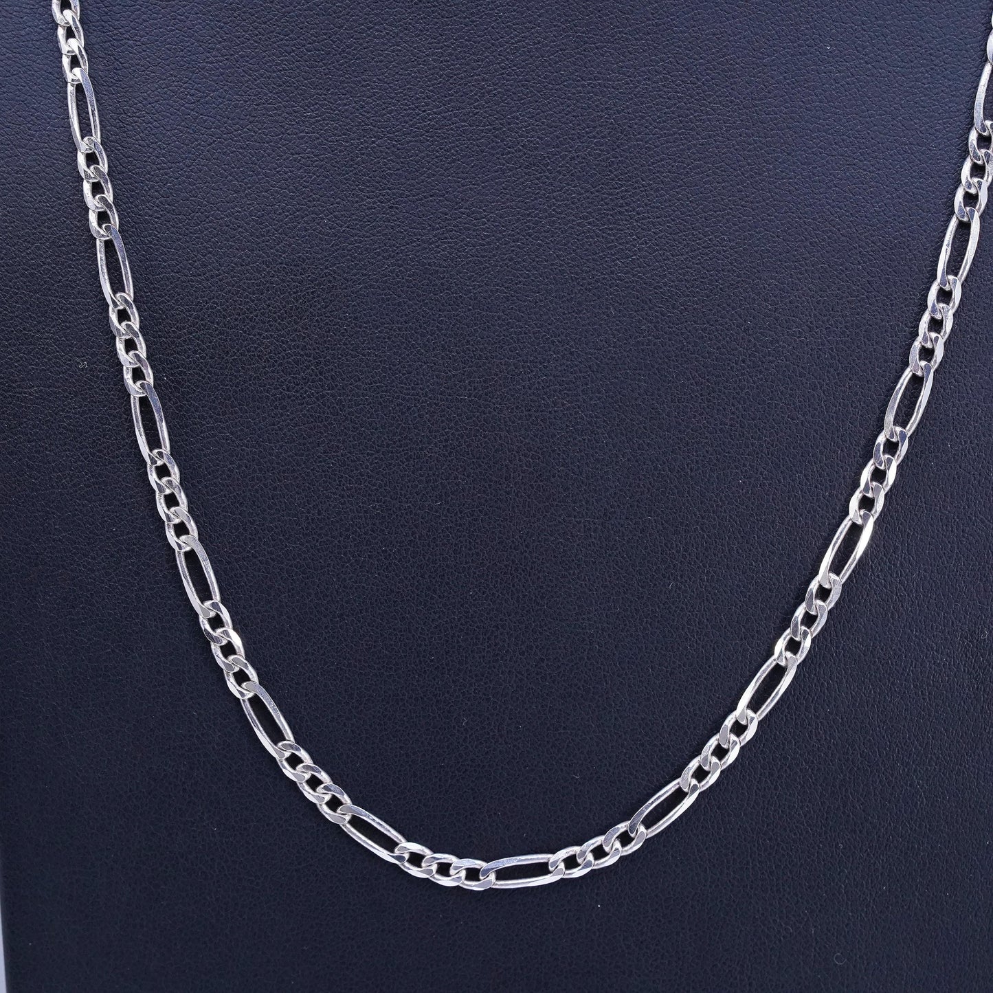 23” 4mm, vintage Mexican Sterling 925 silver figaro chain necklace