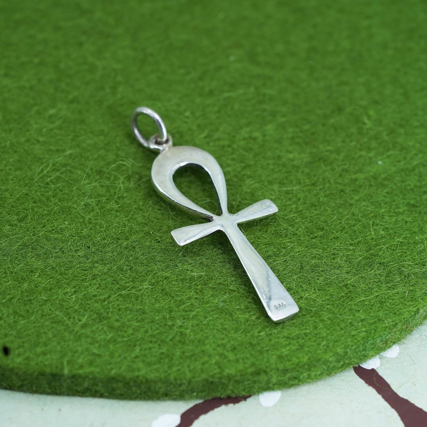 Vintage Sterling silver handmade pendant, 925 silver Egyptian ankh