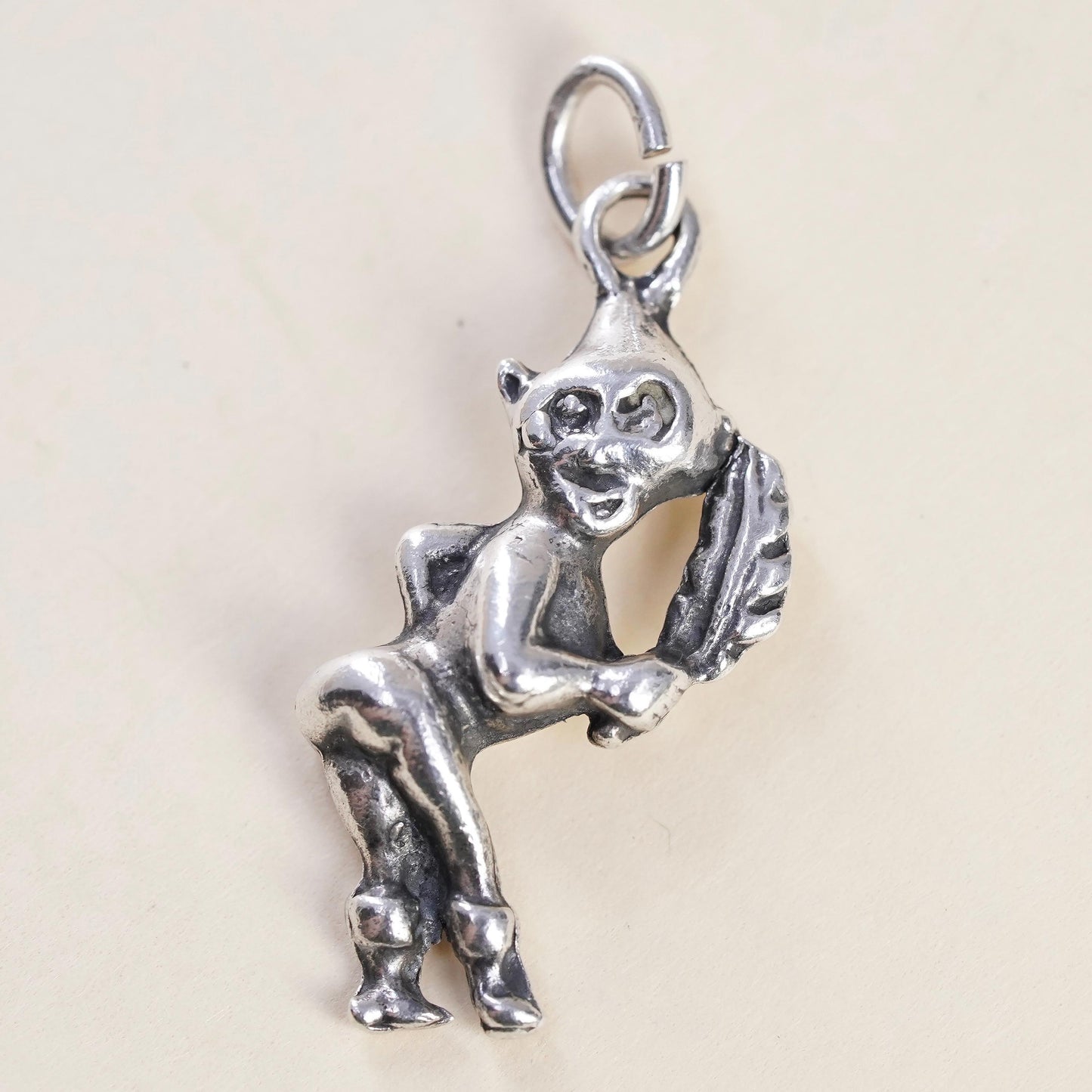 Sterling 925 Silver Devil Charm Satan Figural Pendant Demon Halloween Gothic