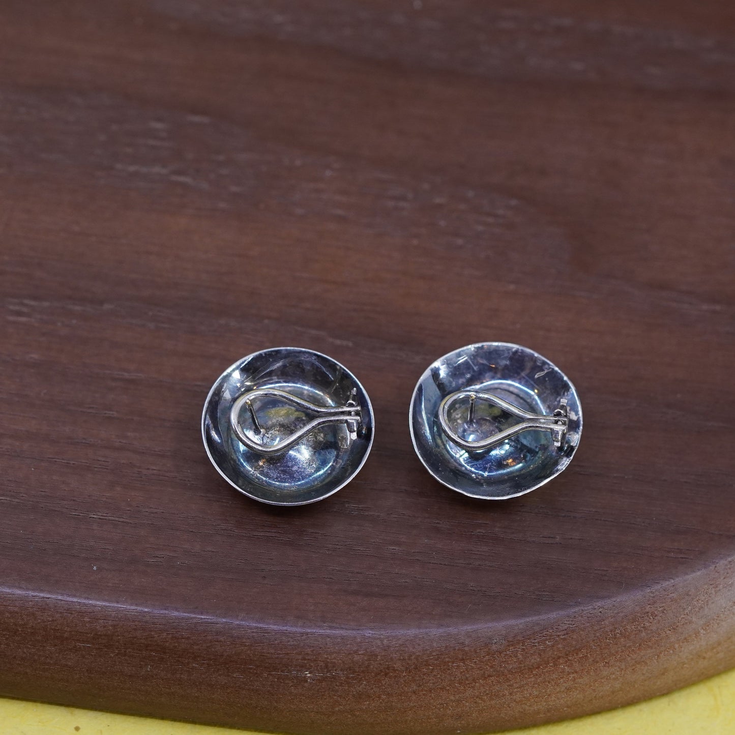 vintage Sterling silver clear round crystal studs, cz earrings