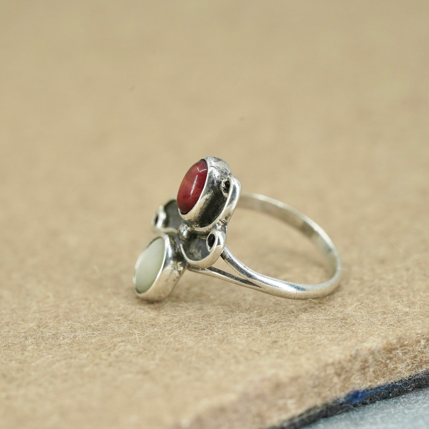 Size 5.5, southwestern Sterling 925 silver handmade ring with red tiger eye