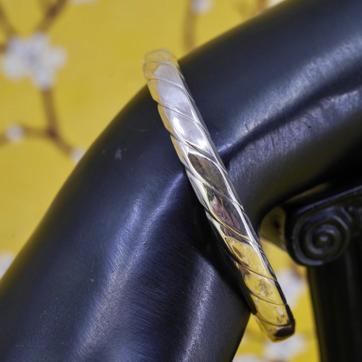 8", Vintage Sterling silver handmade bracelet, 925 twisted bangle