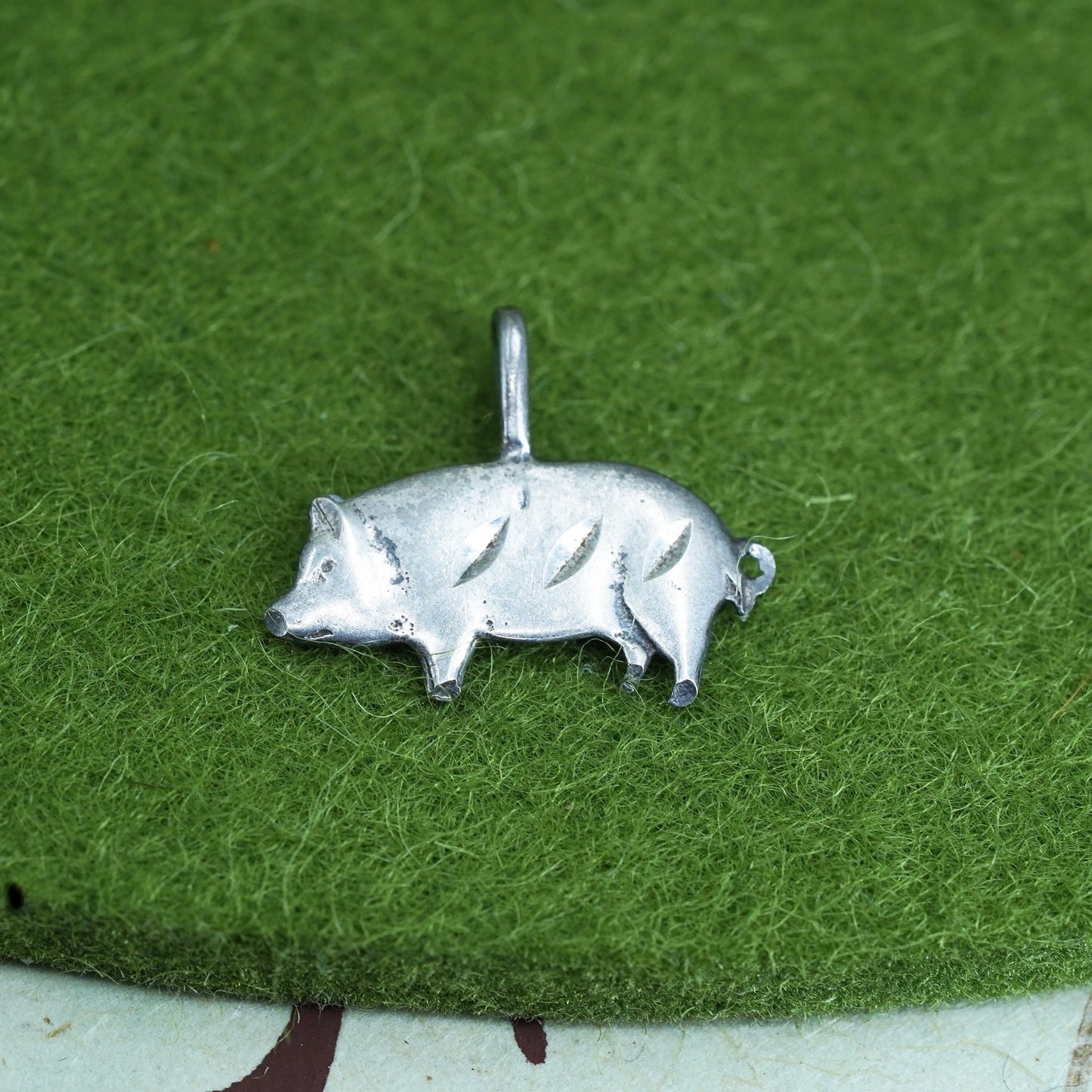 Vintage sterling silver handmade pendant, 925 pig