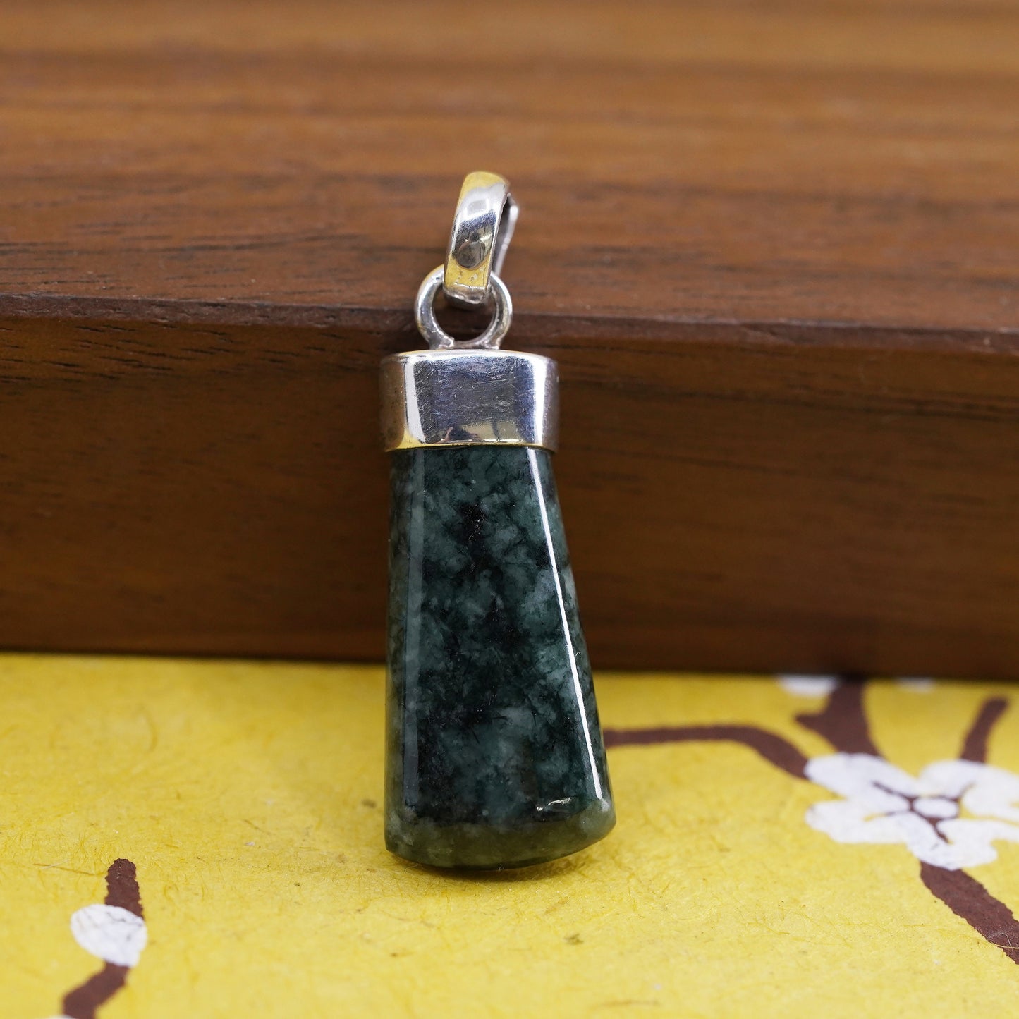 Vintage Sterling 925 silver handmade pendant with connemara marble