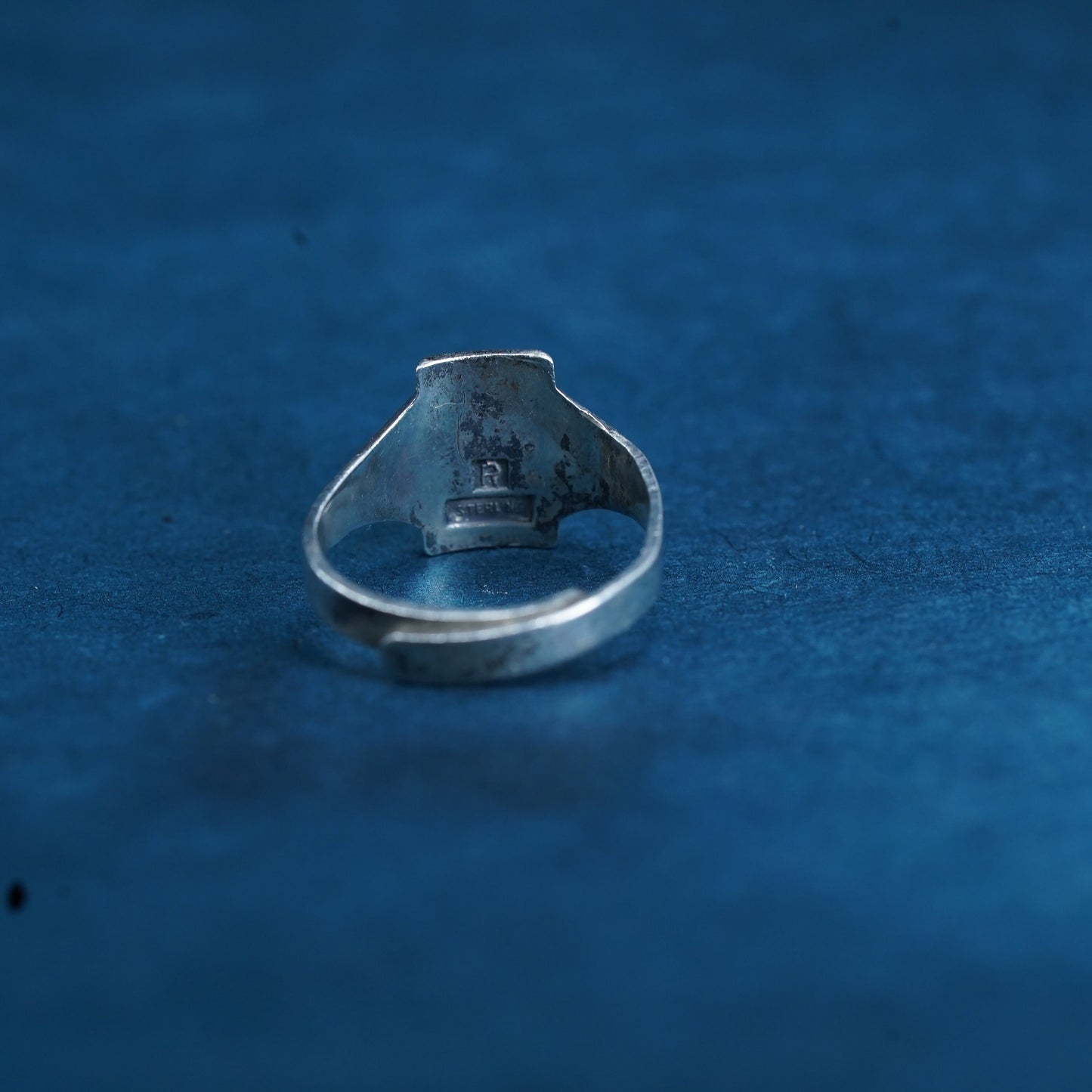 Size adjustable, Vintage Campfire Girls Wood Gathering Sterling Silver Ring