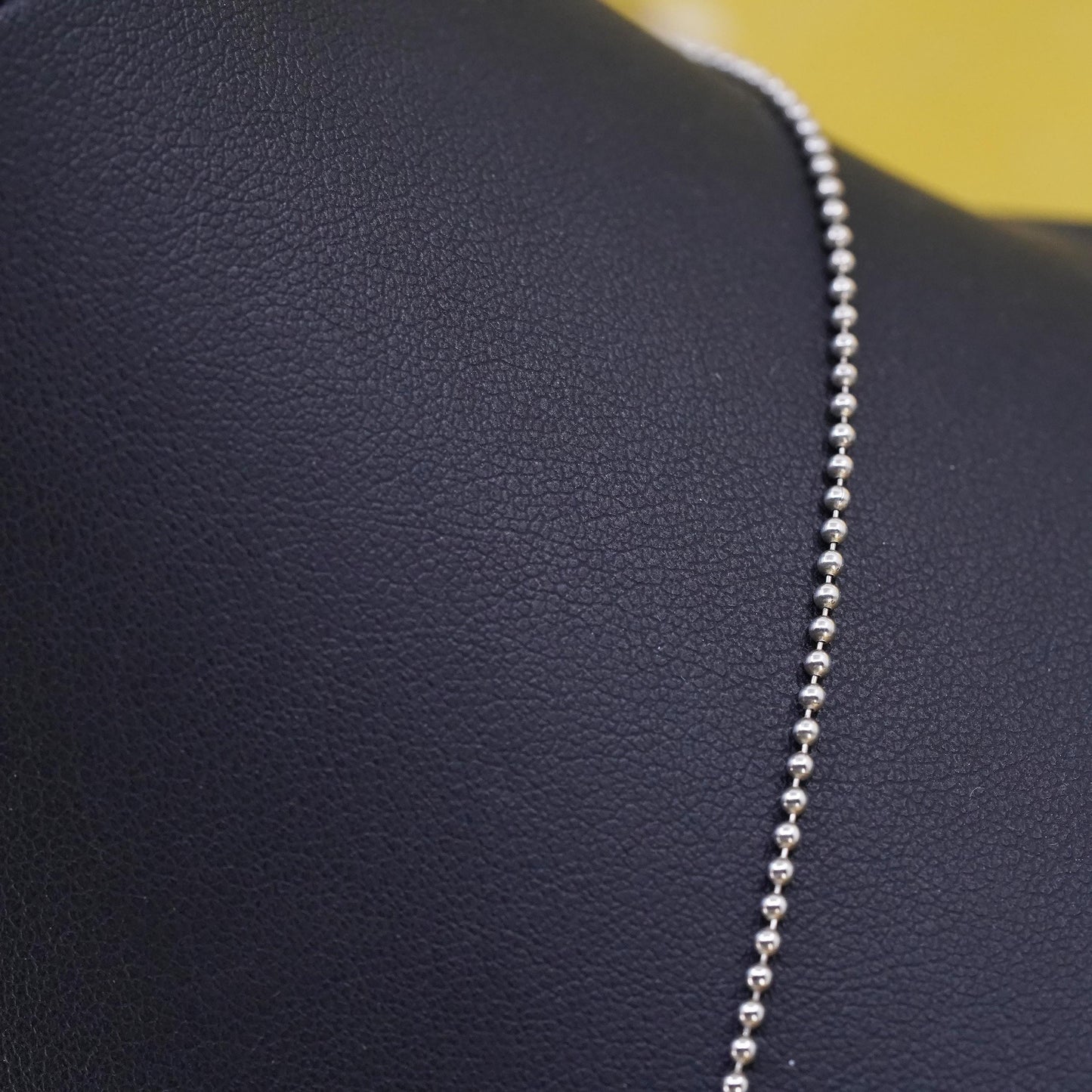 24” 1mm, vintage Sterling silver beads necklace, 925 chain