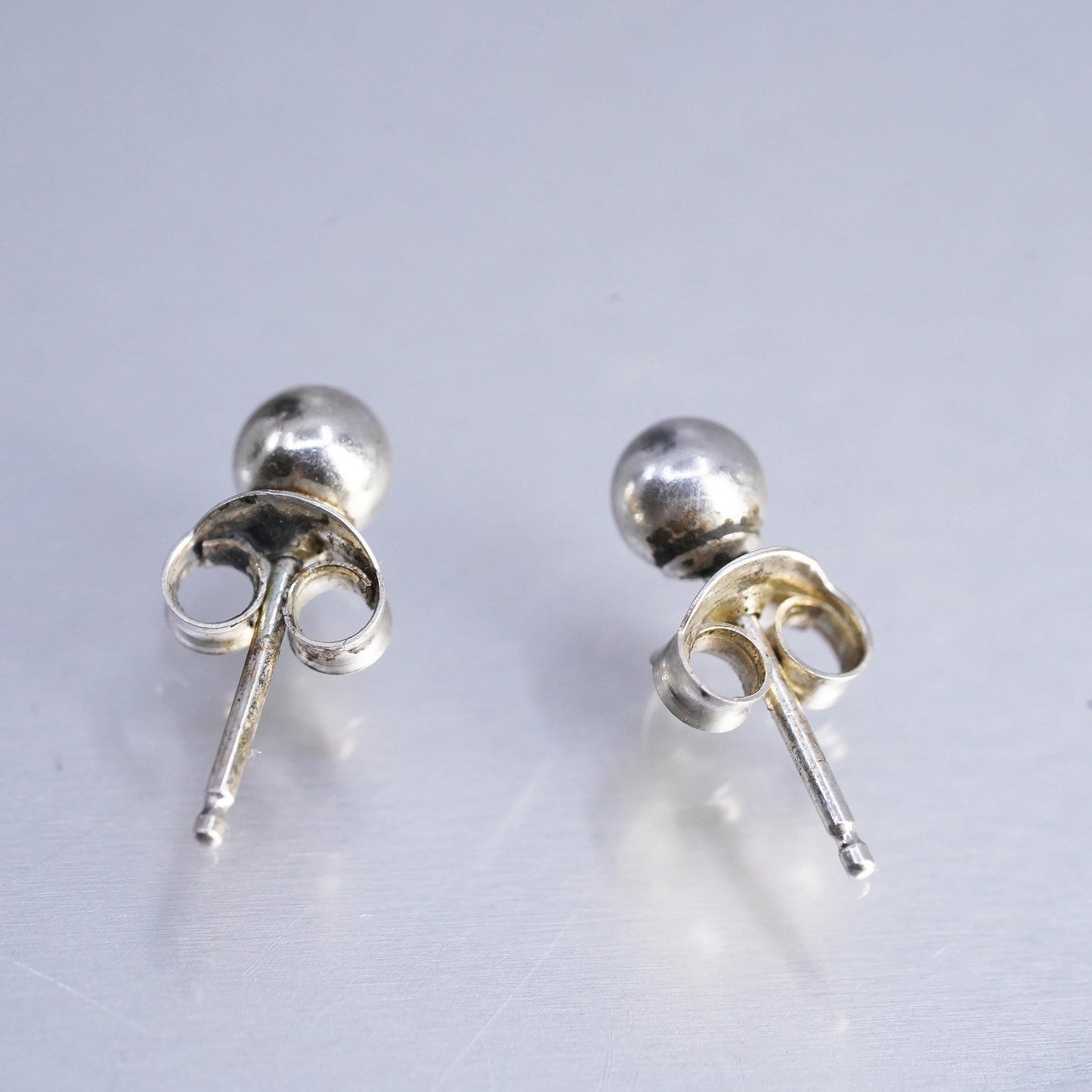 4mm Vintage Sterling 925 silver earrings, studs