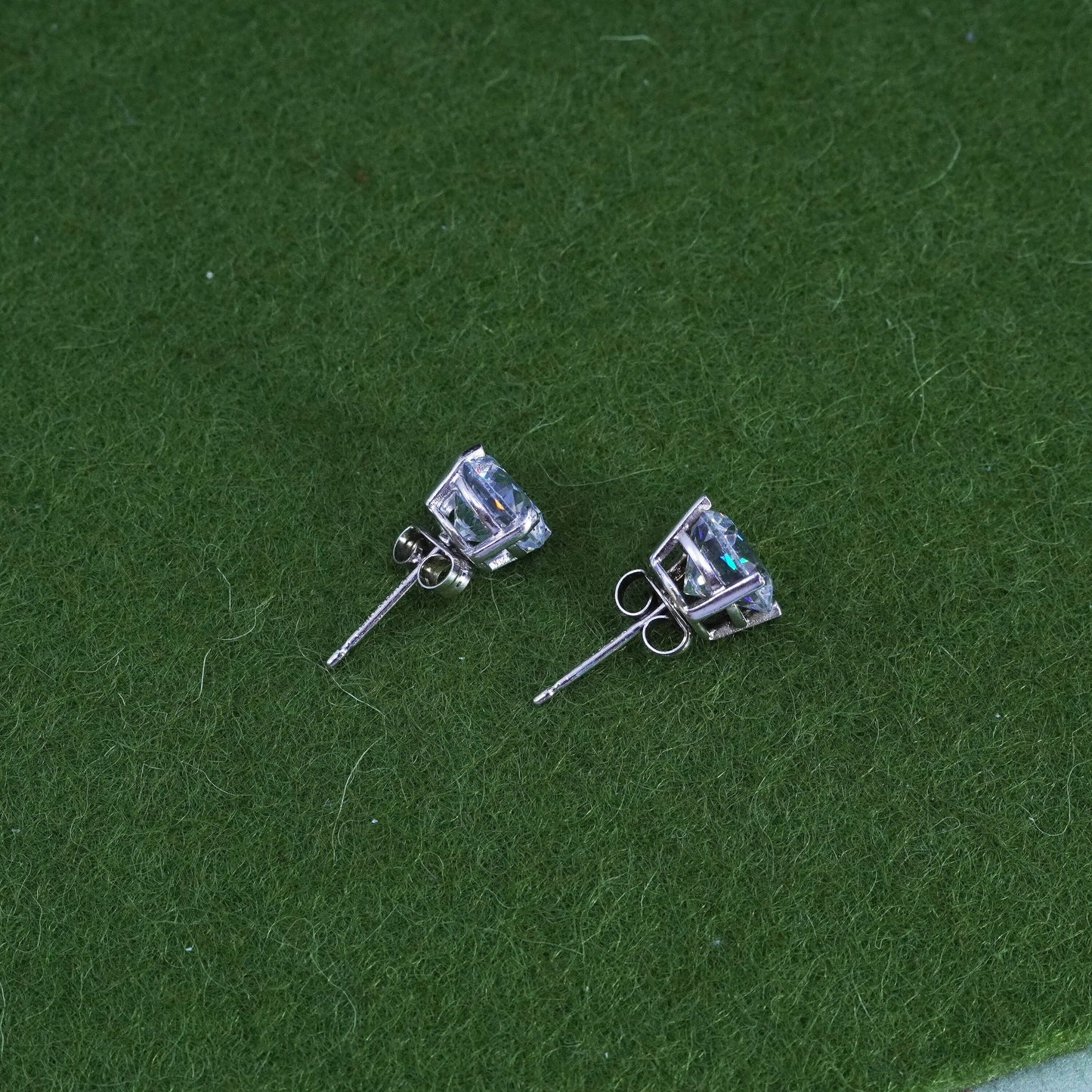7mm, Vintage sterling silver genuine cz studs, fashion minimalist earrings