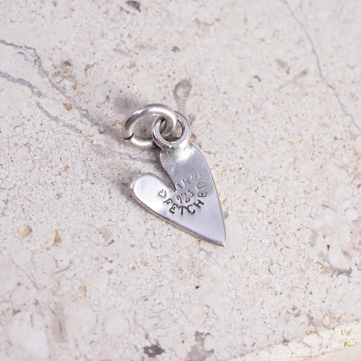 Vintage Far Fetched Sterling silver handmade pendant, 925 heart charm
