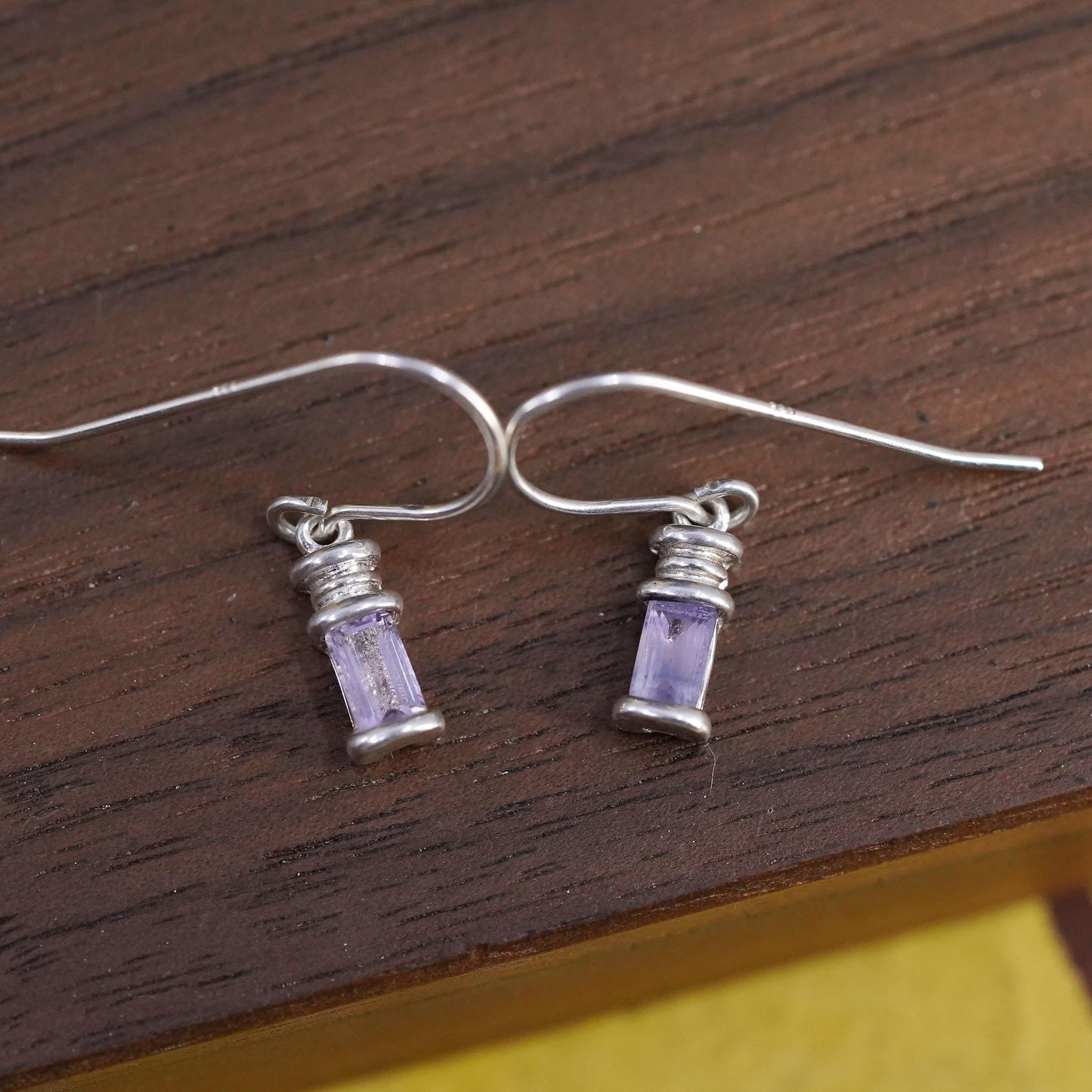 Vintage Sterling 925 silver handmade earrings with amethyst