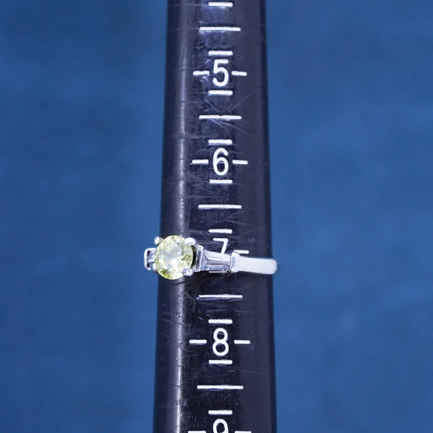 Size 7, vintage Sterling 925 silver ring with citrine and cz around