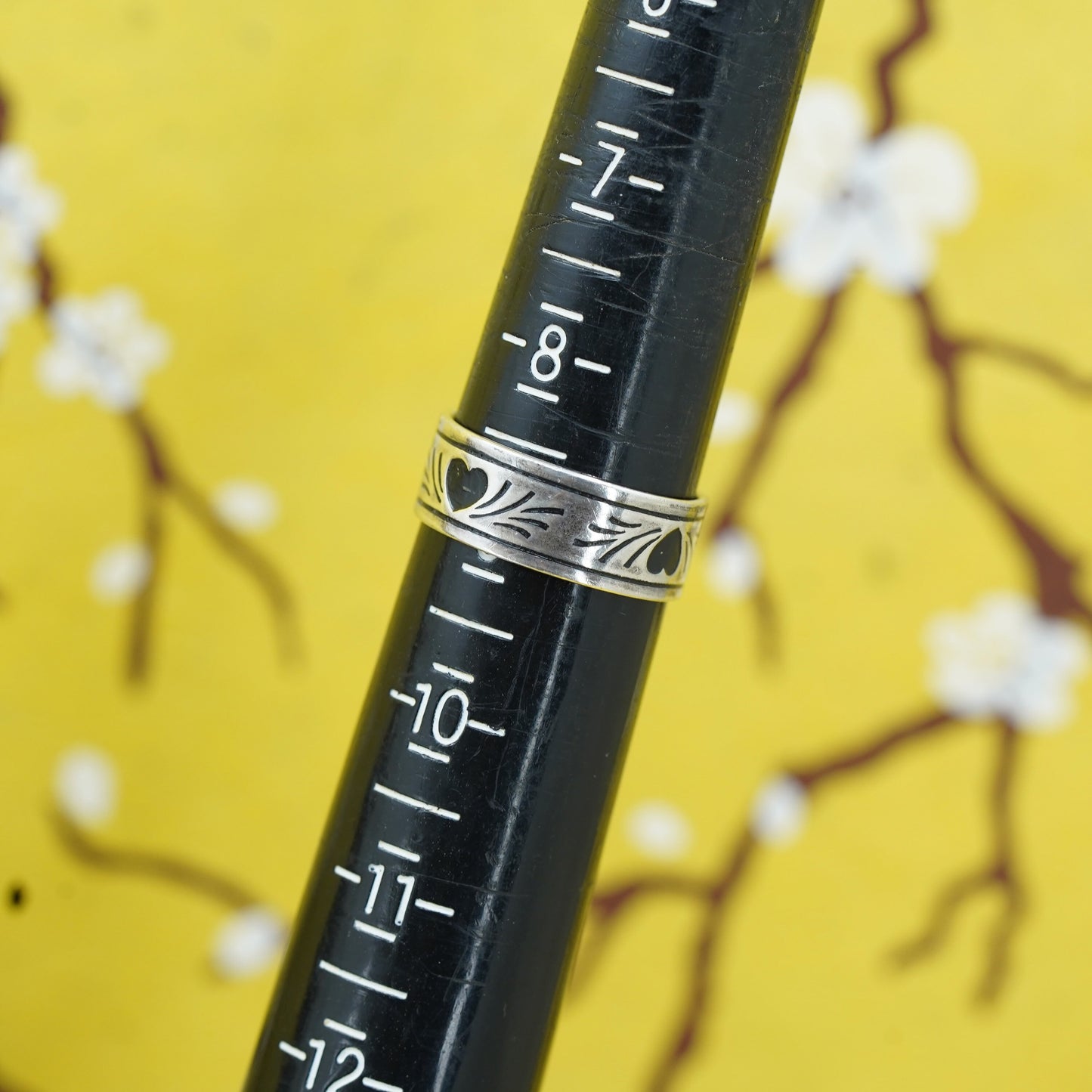 Size adjustable, vintage Sterling silver handmade ring, 925 wrap band heart