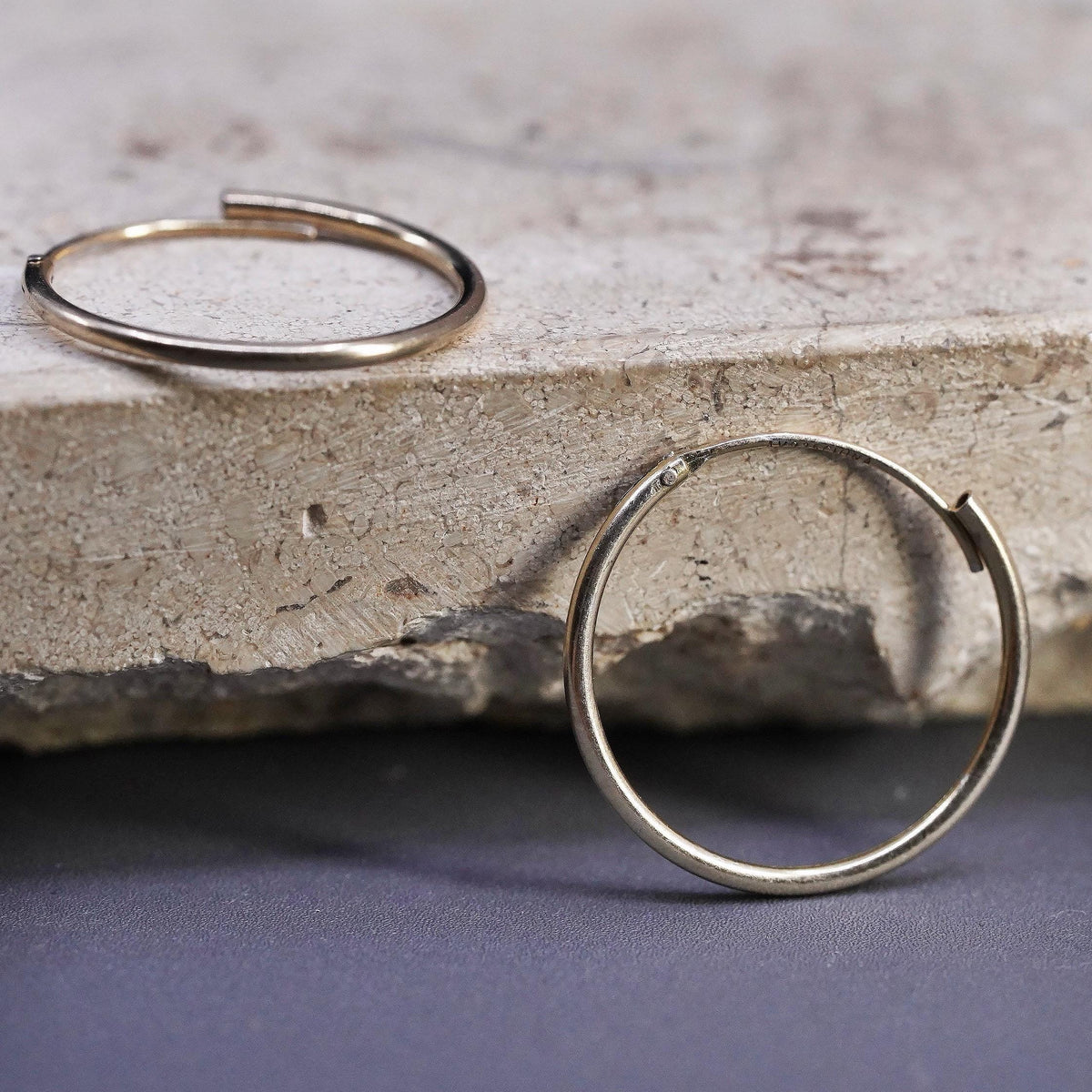 0.75", vintage vermeil gold Sterling silver handmade hoop earrings, 925 huggie