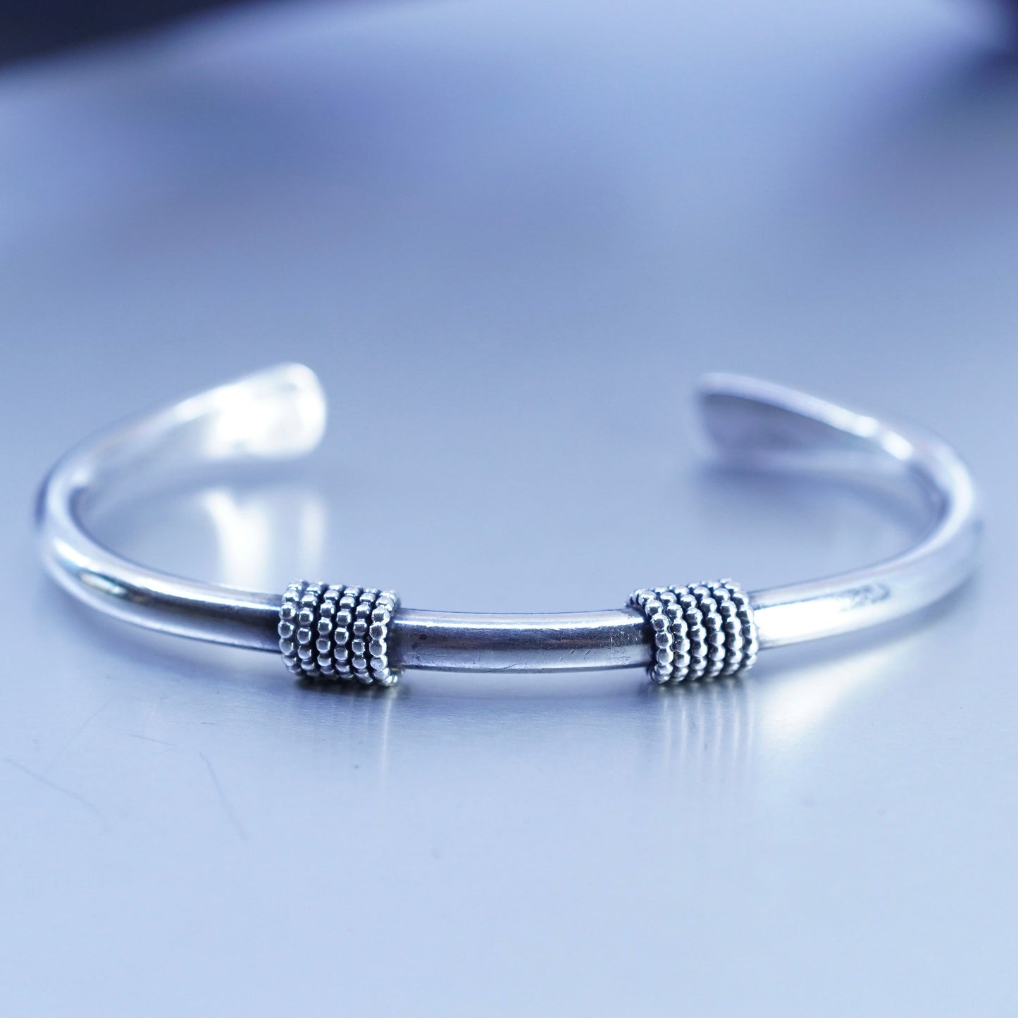 7”, Native American southwestern Sterling 925 silver bracelet, cable cuff