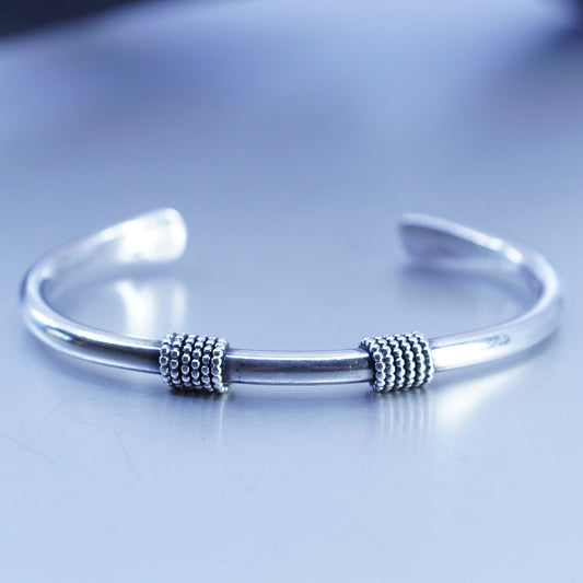 7”, Native American southwestern Sterling 925 silver bracelet, cable cuff