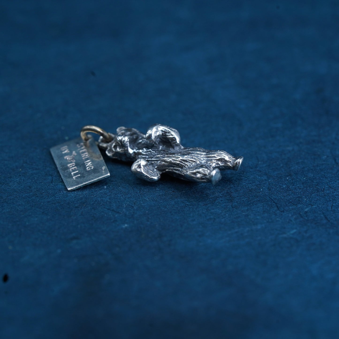 Native American bell trading post sterling silver pendant, 925 bear charm
