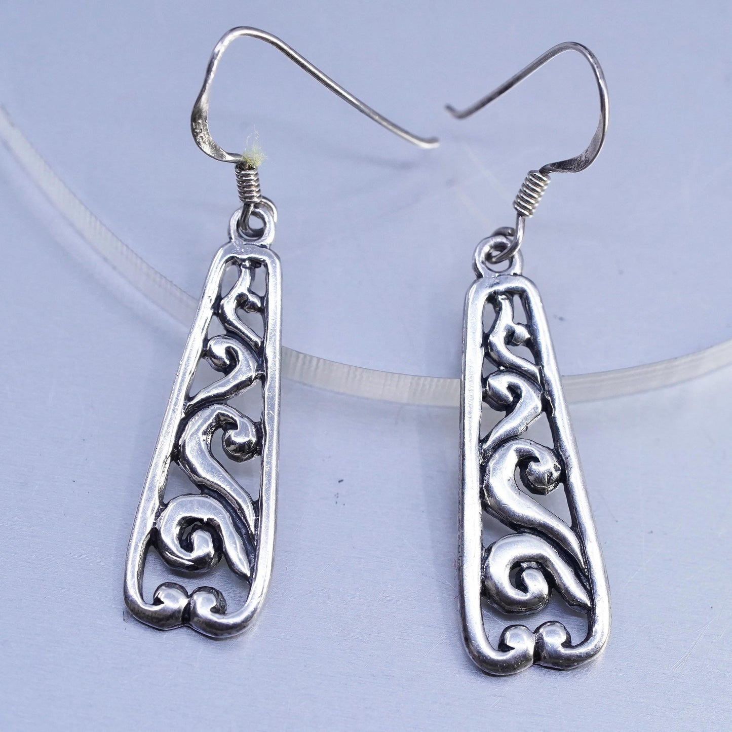 Vintage Sterling 925 silver handmade swirly earrings