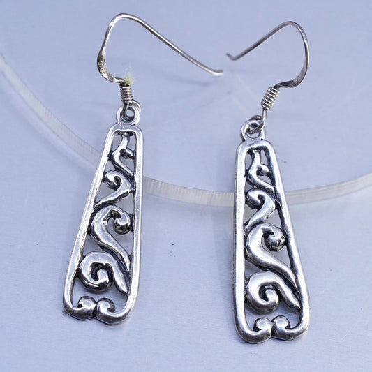 Vintage Sterling 925 silver handmade swirly earrings