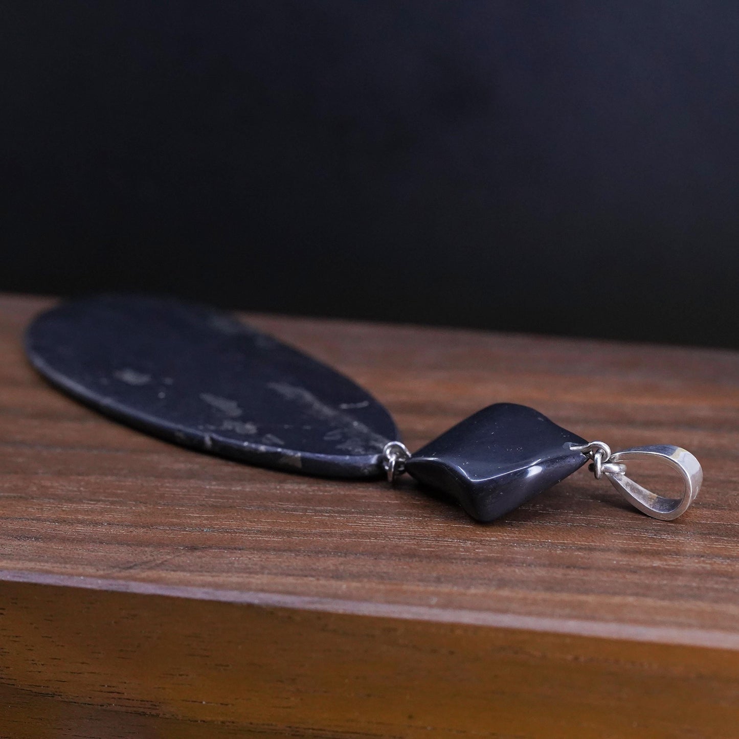 Vintage Sterling 925 silver handmade pendant with hematite