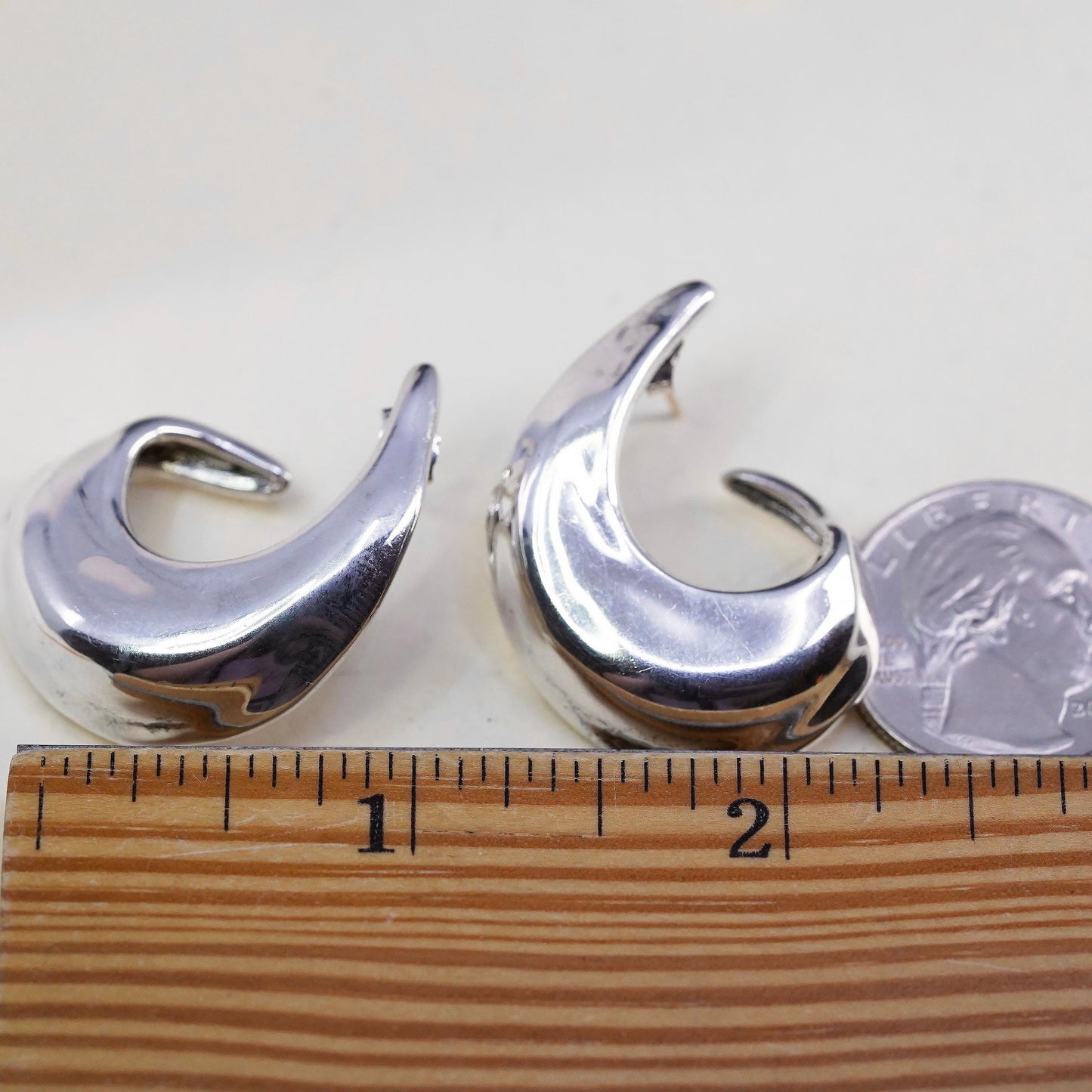 925 Sterling Silver Chunky Swirl Earrings, Bold Studs 14K yellow gold posts