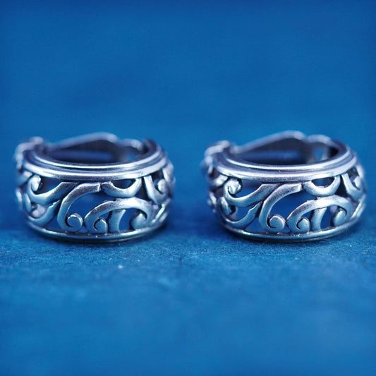 Vintage Silpada Sterling Silver 925 Clip-On Filigree Scroll Hoop Earrings C1380
