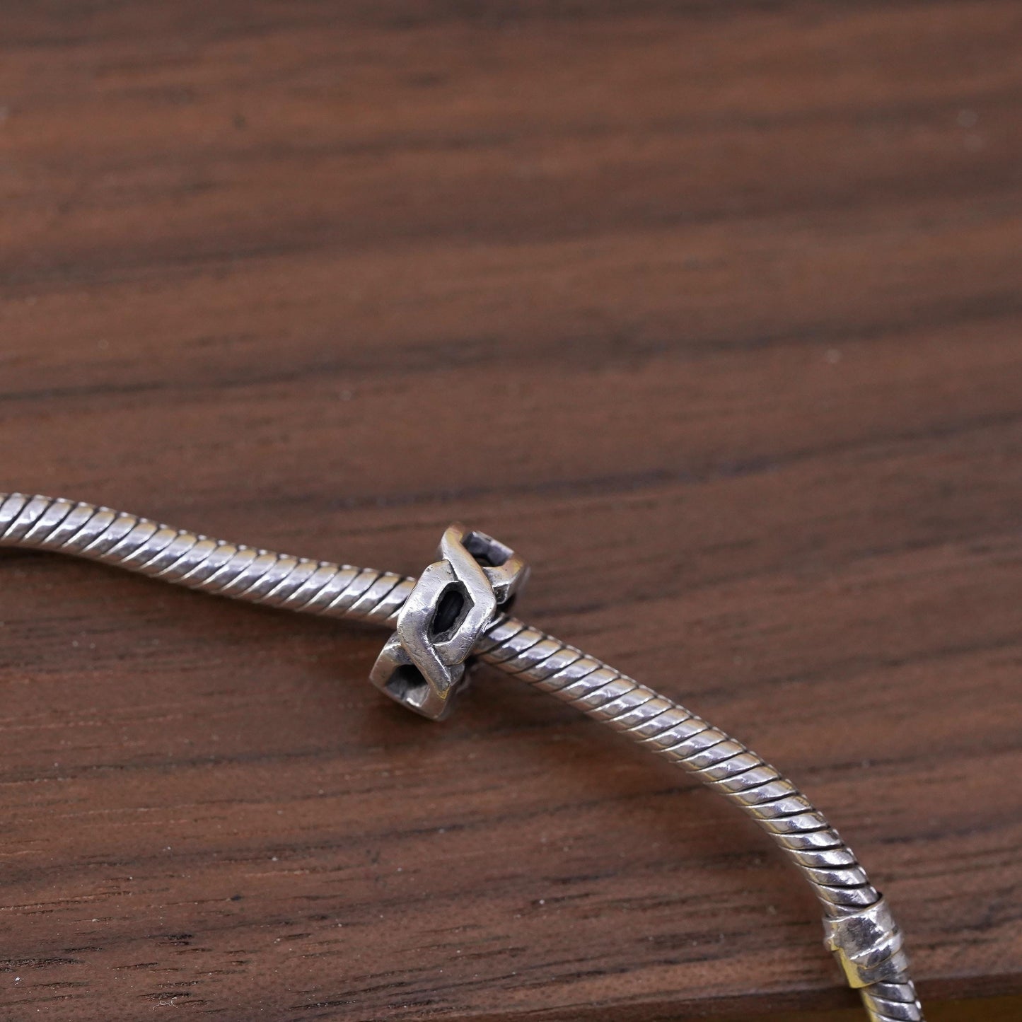 7.5", vintage Silver Rado sterling silver snake charm bracelet