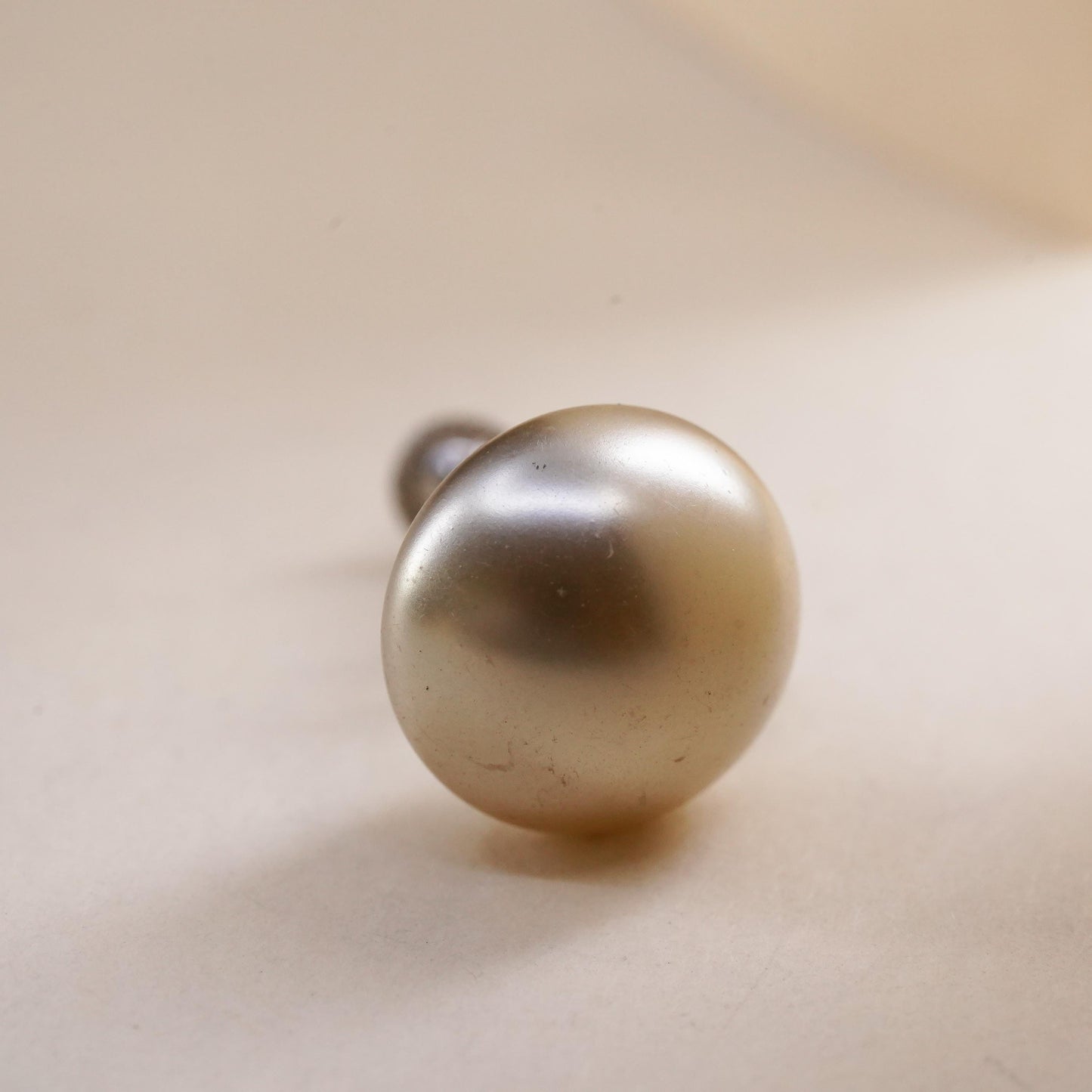Vintage sterling silver handmade single earring, 925 screw back with faux pearl