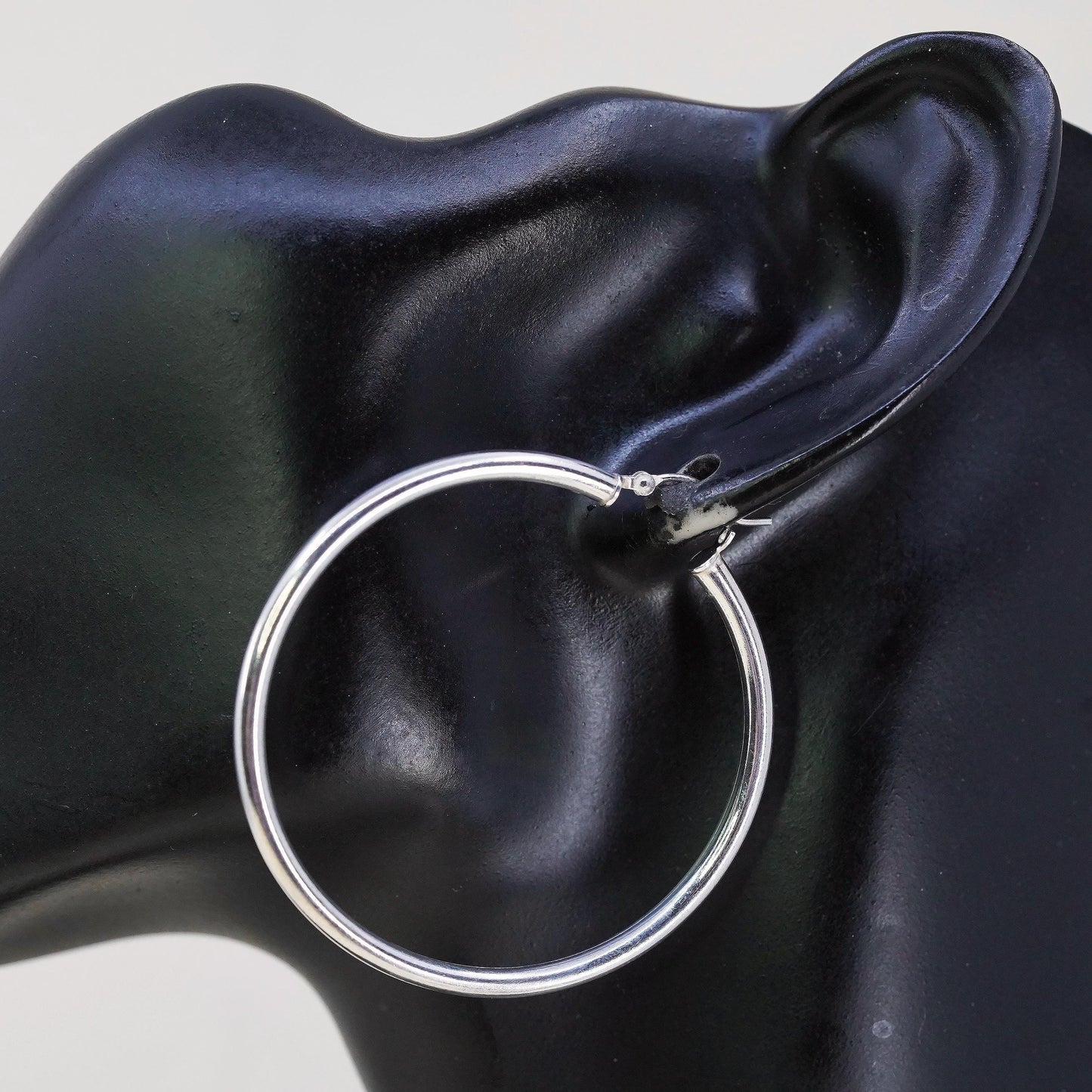 2" Vintage 925 sterling silver loop earrings, minimalist primitive hoops