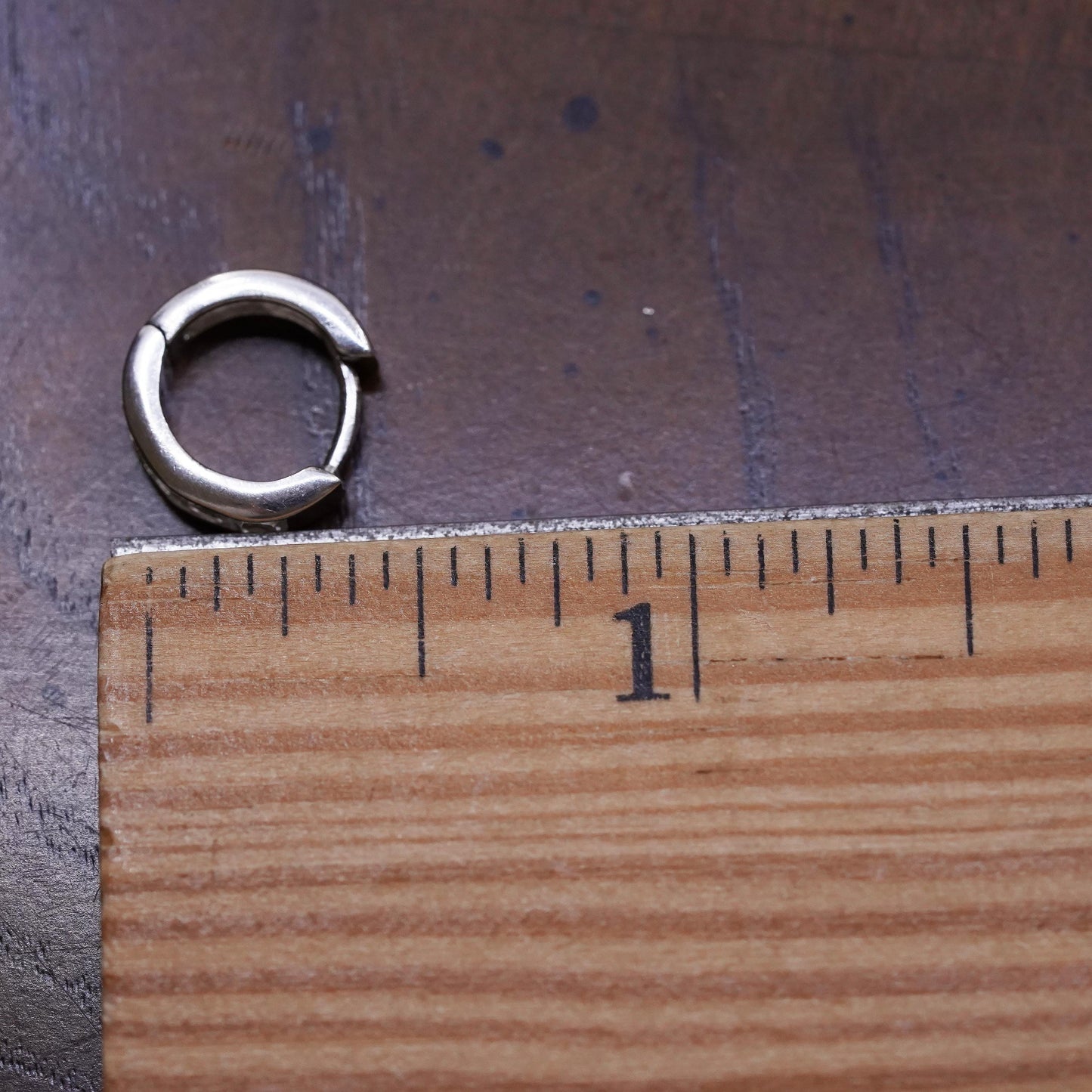 0.5", Vintage sterling silver loop single earring, minimalist hoop with cz