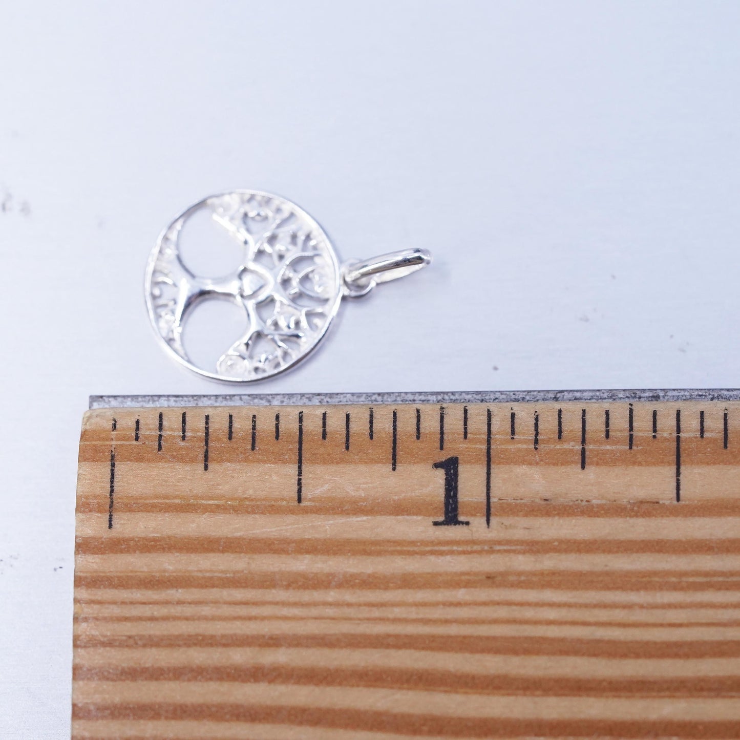 Vintage sterling 925 silver filigree tree pendant