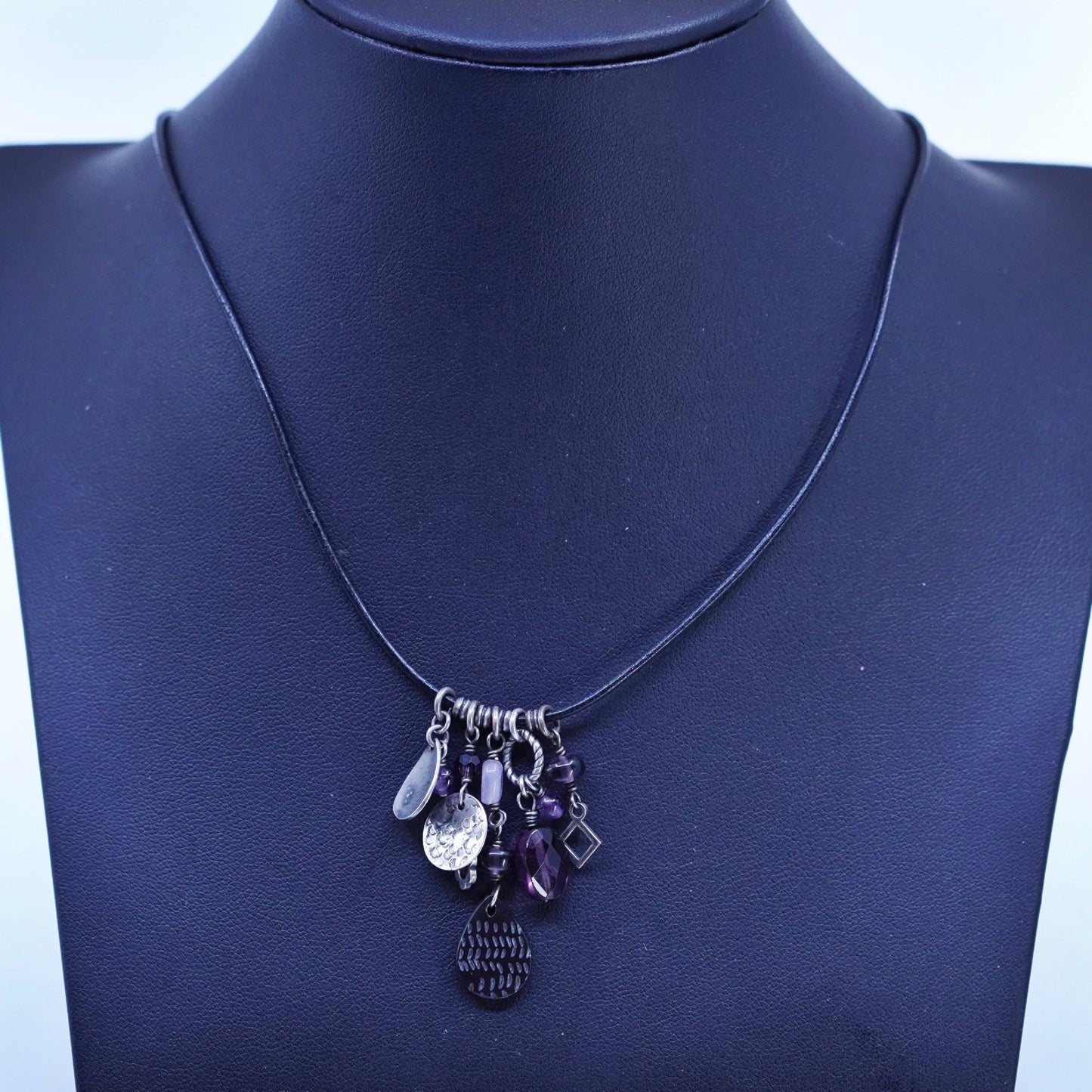 18+2”, Silpada N1788 Amethyst, Shell, Sterling 925 Silver, Cha-Cha Necklace