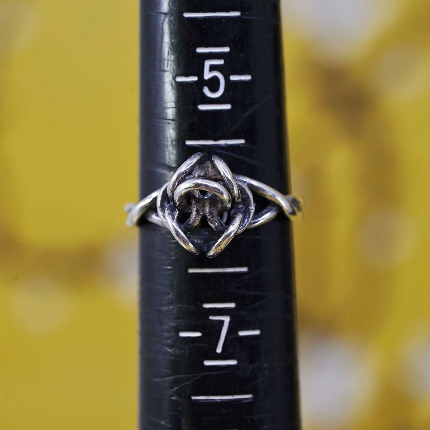 Size 6, vintage Sterling silver handmade knot ring, 925 wired band