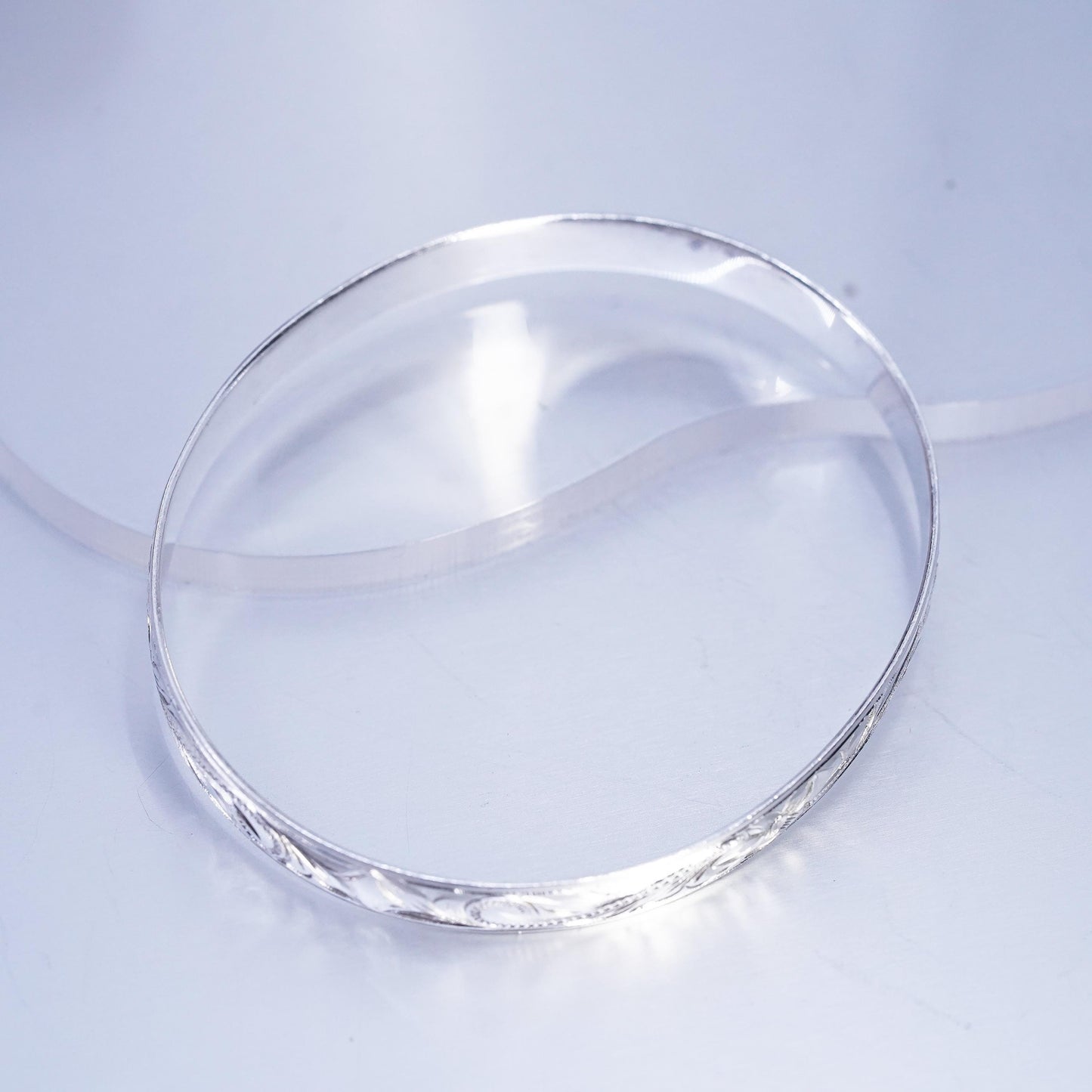 7.5”, Sterling 925 silver bracelet, textured bangle with Odinn lord of frenzy
