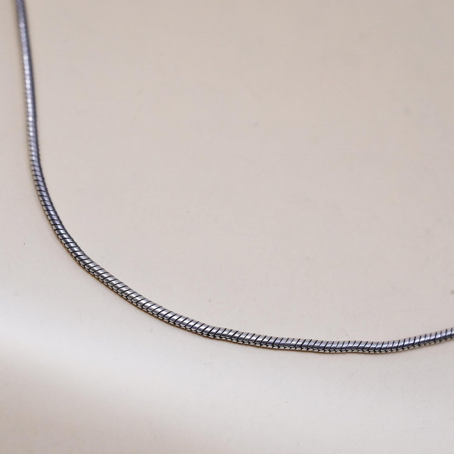 18" 1mm, Vintage Italian sterling silver snake link chain, 925 silver necklace