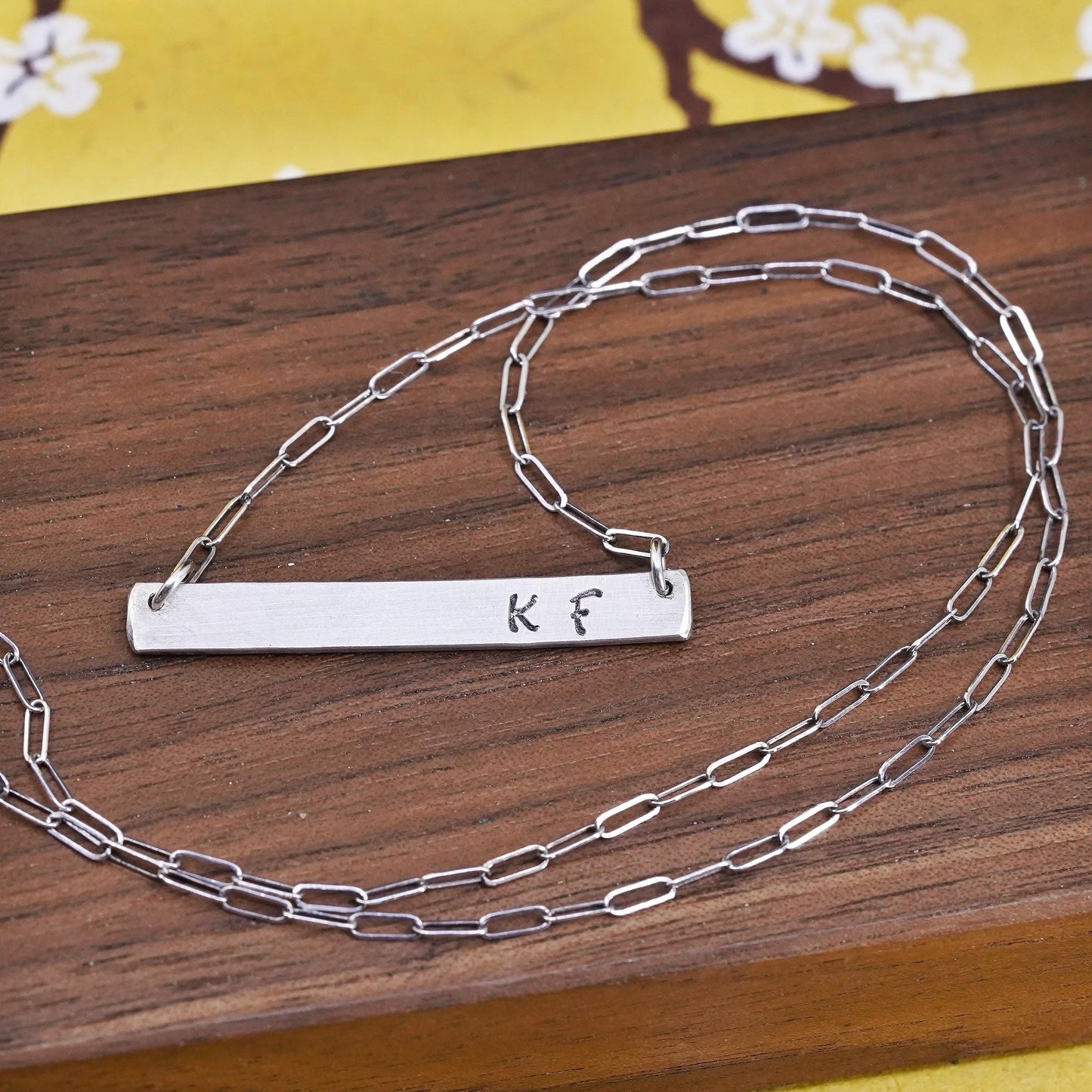 16” Sterling silver Handmade necklace, 925 elongated chain with tag pendant