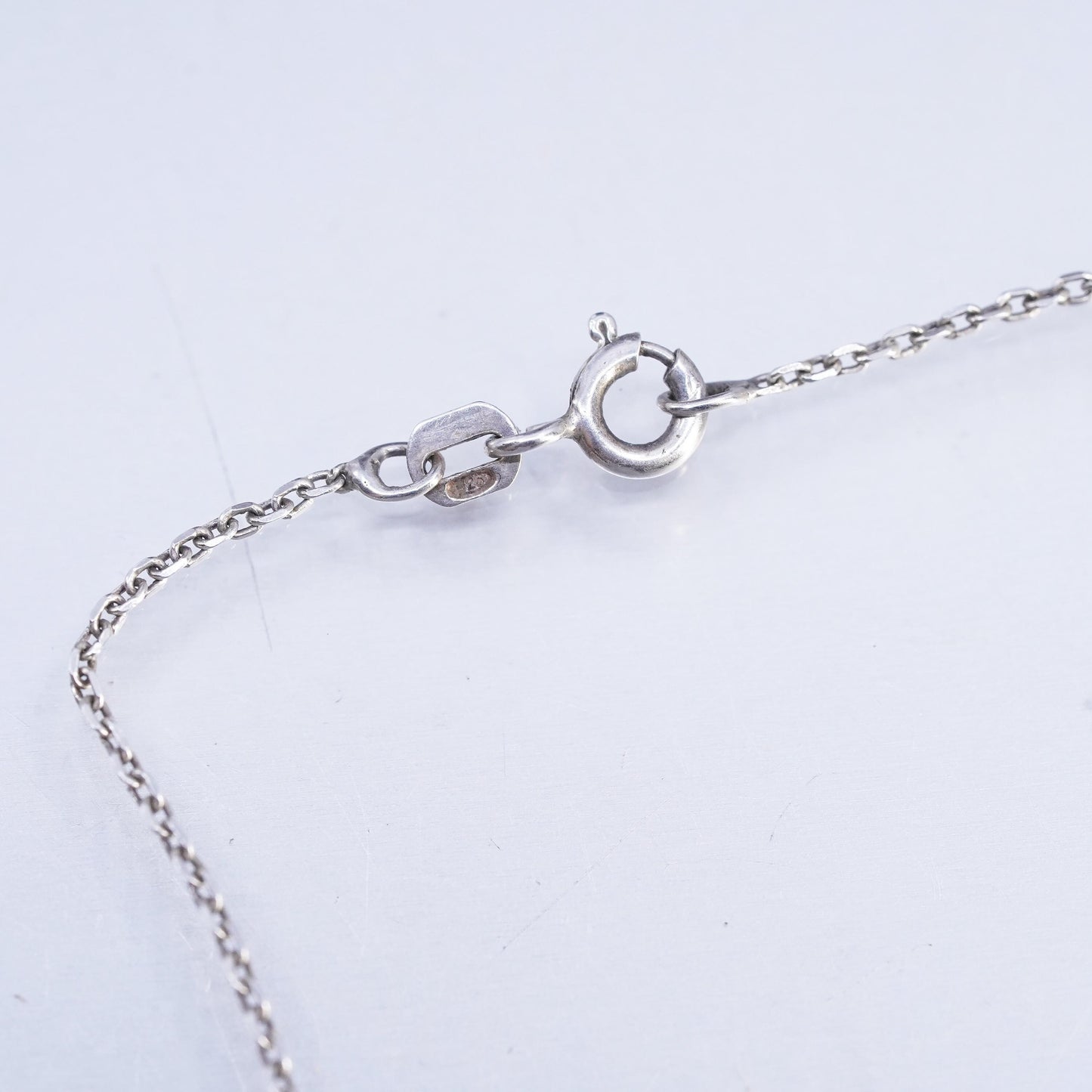 Vintage Sterling silver handmade circle chain necklace, 925 sand dollar pendant