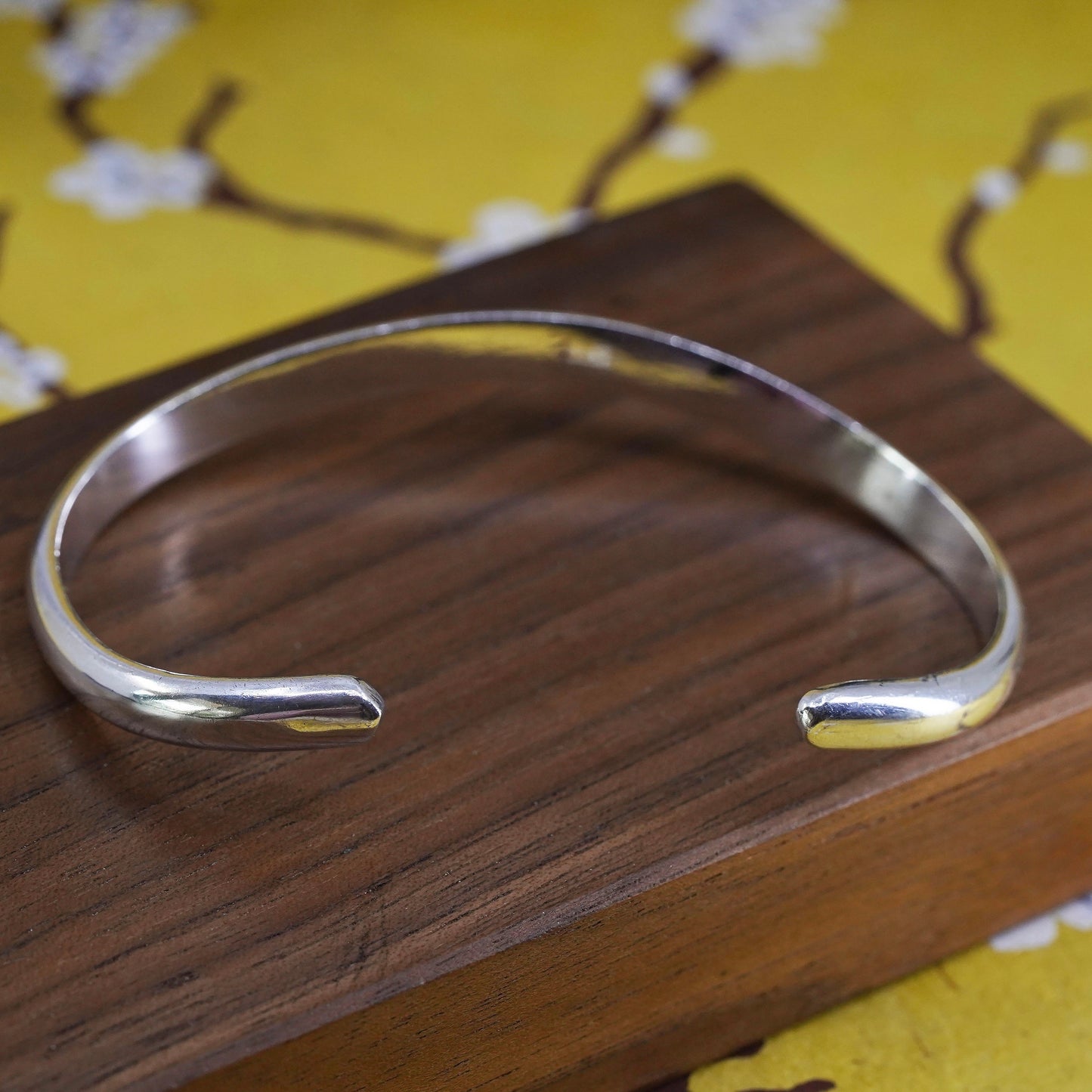 6.5", Vintage Mexican Sterling silver handmade bracelet, modern 925 wavy cuff
