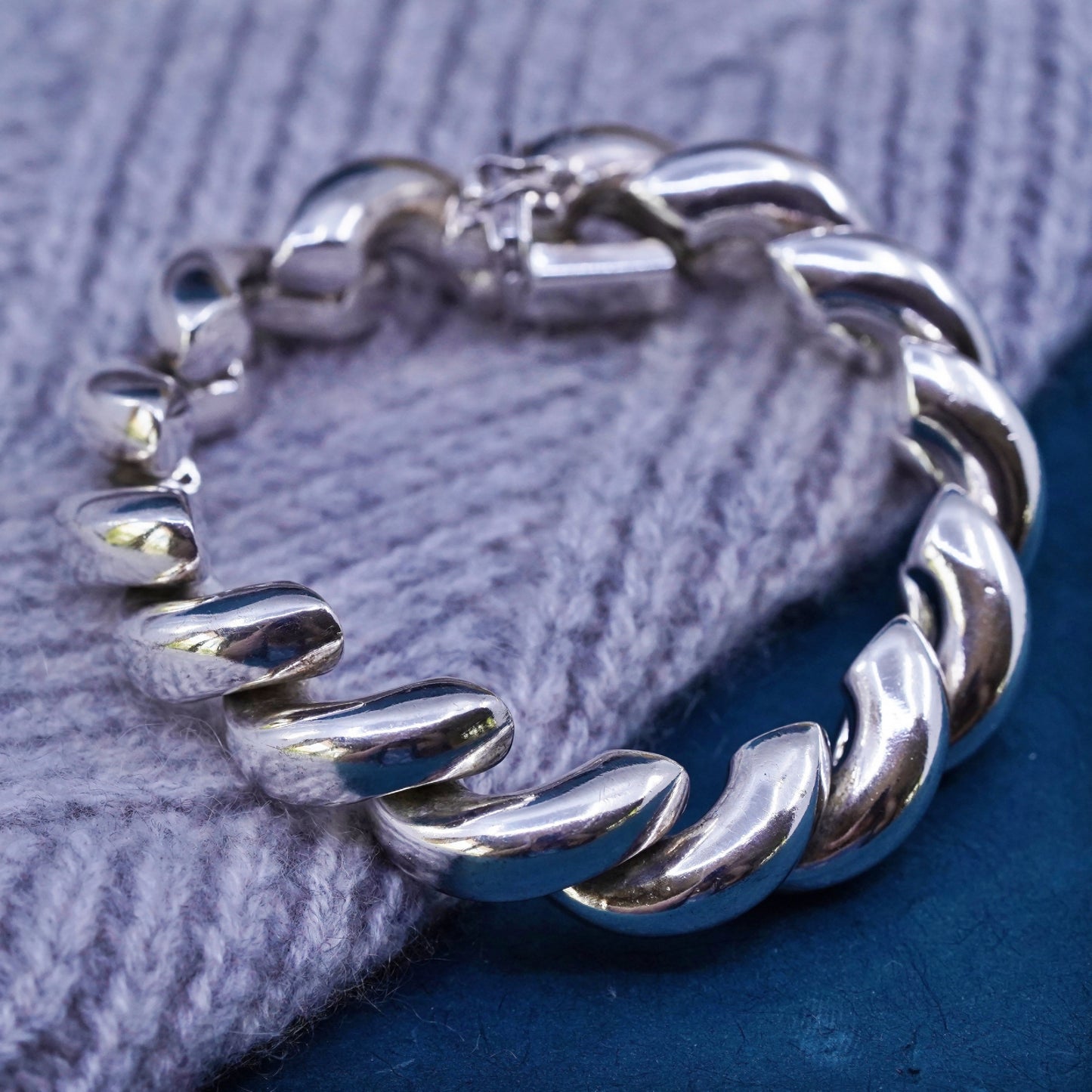 6", 15mm, vintage Italian Sterling silver men's bracelet, 925 San Marco chain
