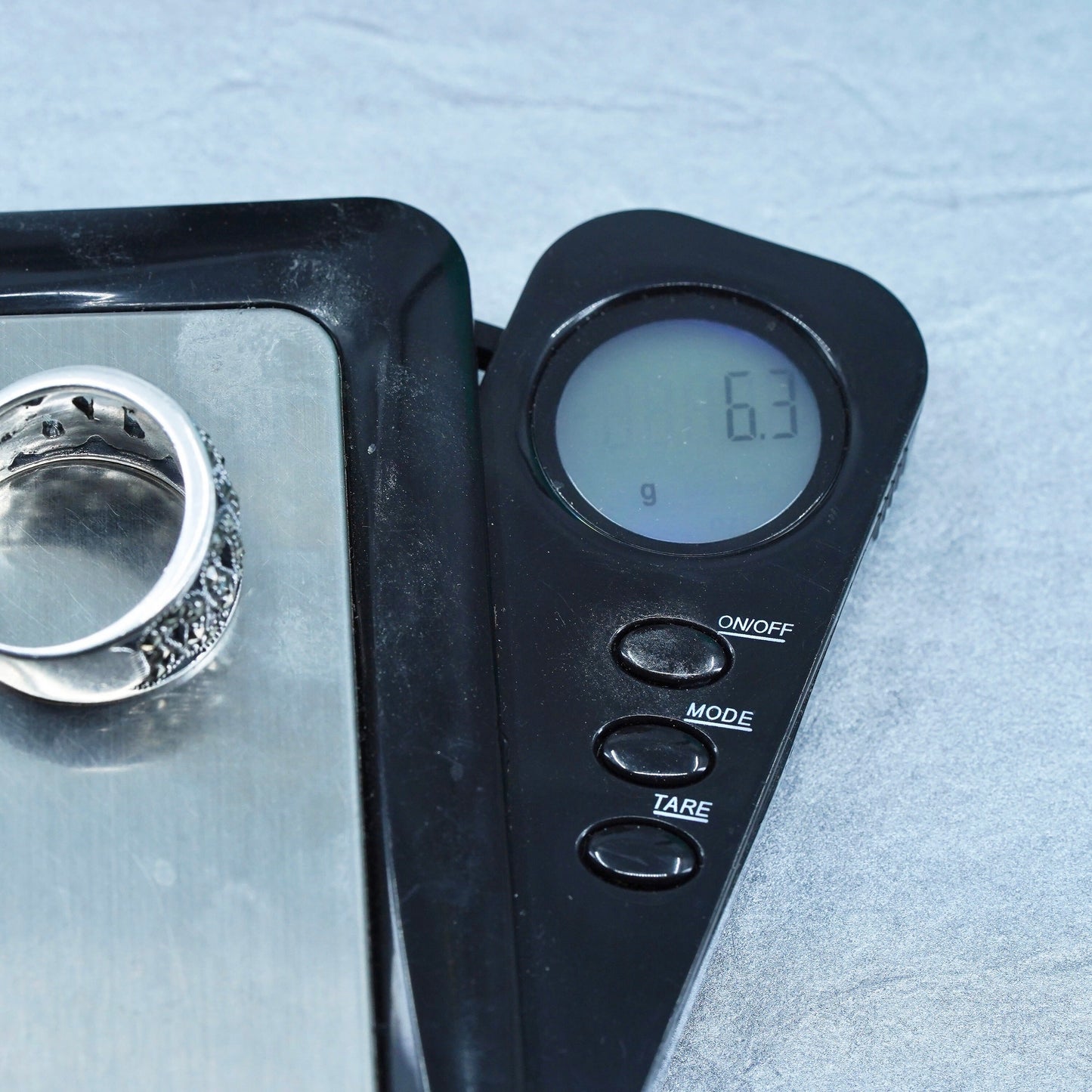 Size 8.75, southwestern Sterling 925 silver handmade ring, band with marcasite