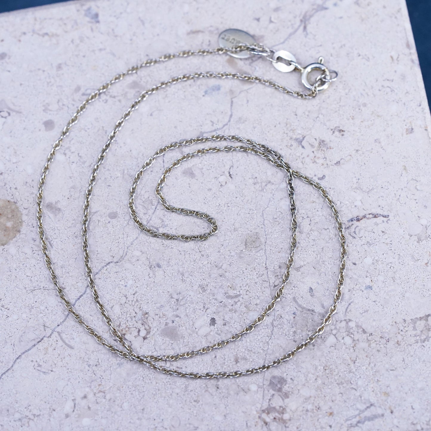 18" 1.6mm, vintage Stauer Sterling silver necklace, 925 Singapore rope chain