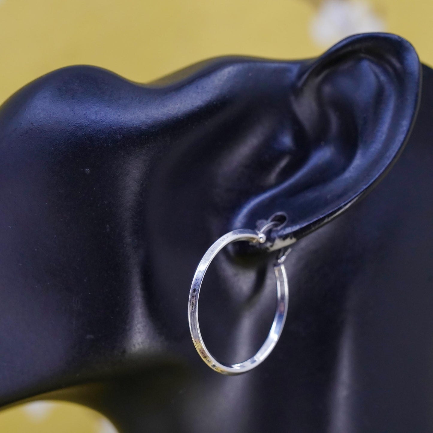 1.25", Vintage Sterling silver handmade earrings, 925 huggie hoops