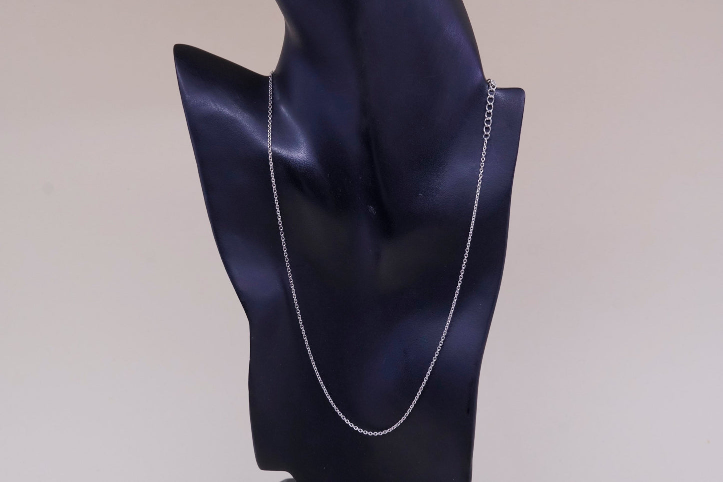 18”+2”, 1.6mm, Vintage sterling silver circle chain, Italy necklace