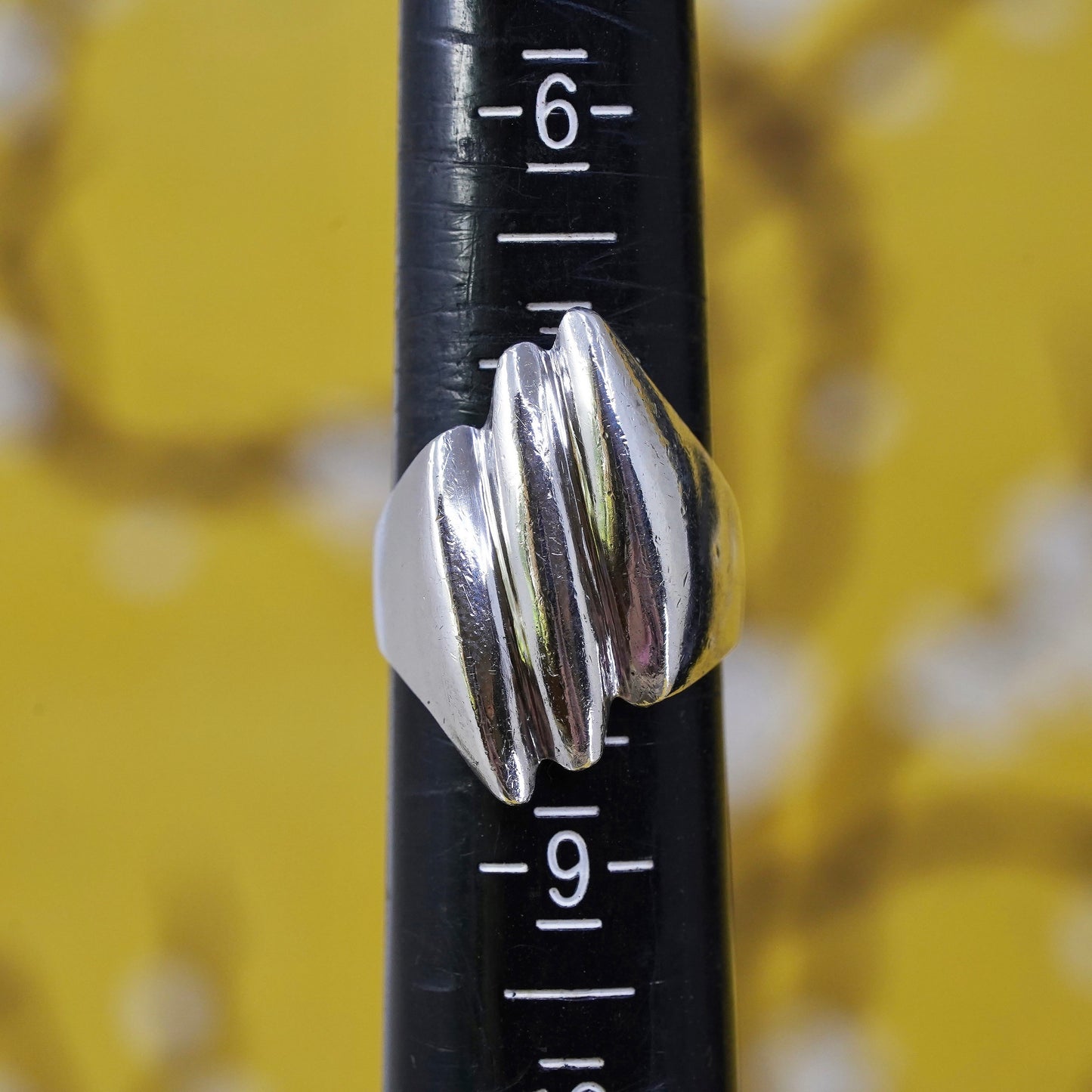 Size 7.5, vintage Mexican sterling silver handmade ring, 925 ribbed band