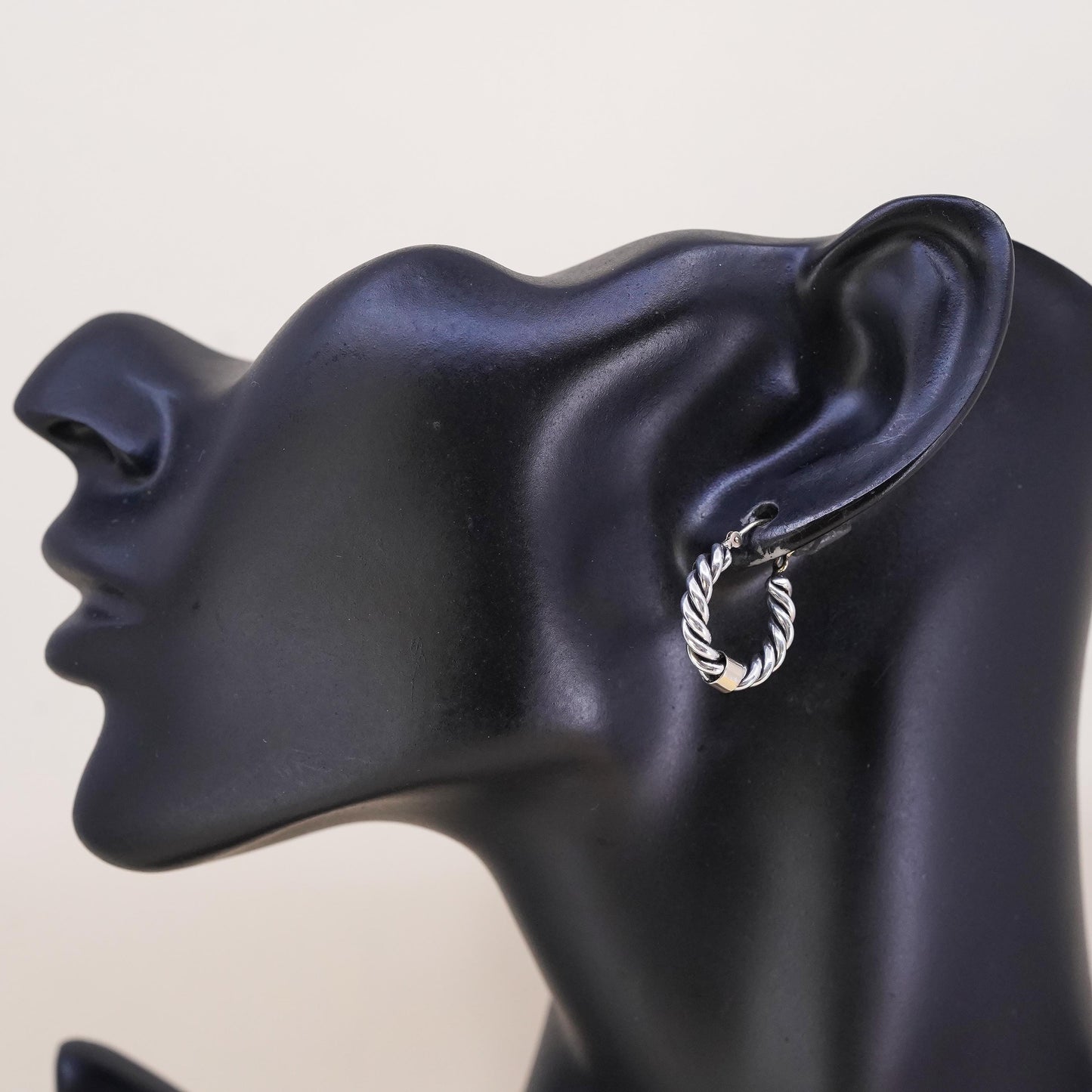 0.75” NABCO Sterling Silver 14k Gold Twisted Cable Rope Hoop single 1 earring