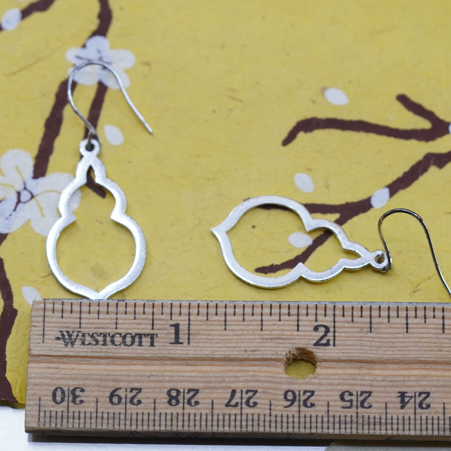 1”, Vintage Sterling silver handmade earrings, 925 teardrop drops