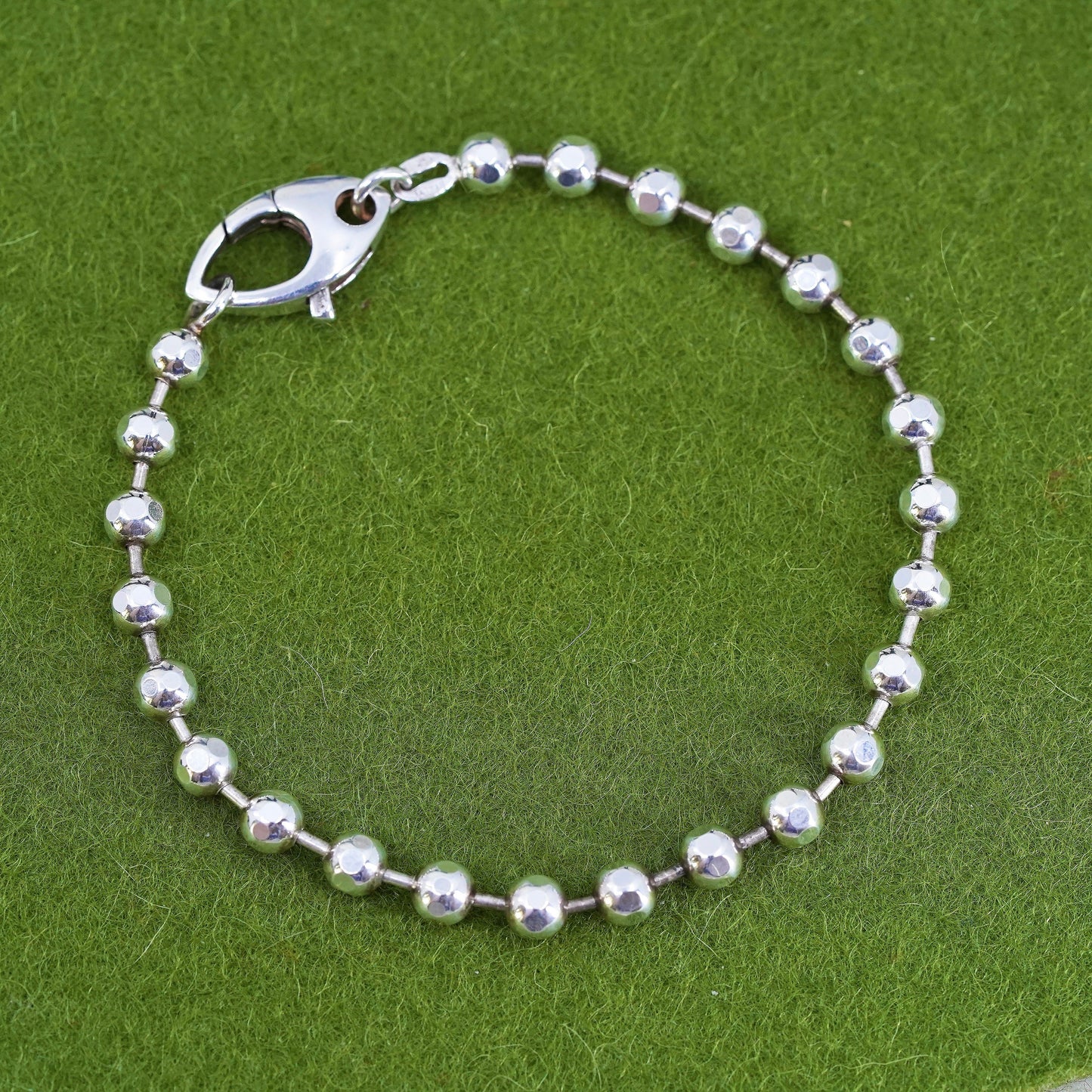7.25” 5mm, Vintage sterling silver bracelet, 925 5mm bead chain