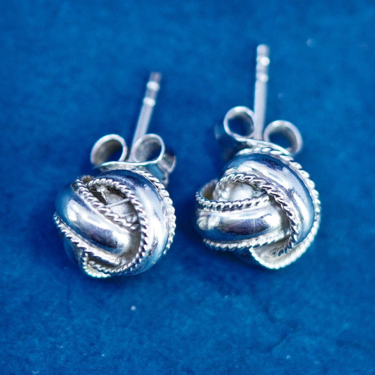 Vintage Sterling silver handmade earrings, 925 entwined studs